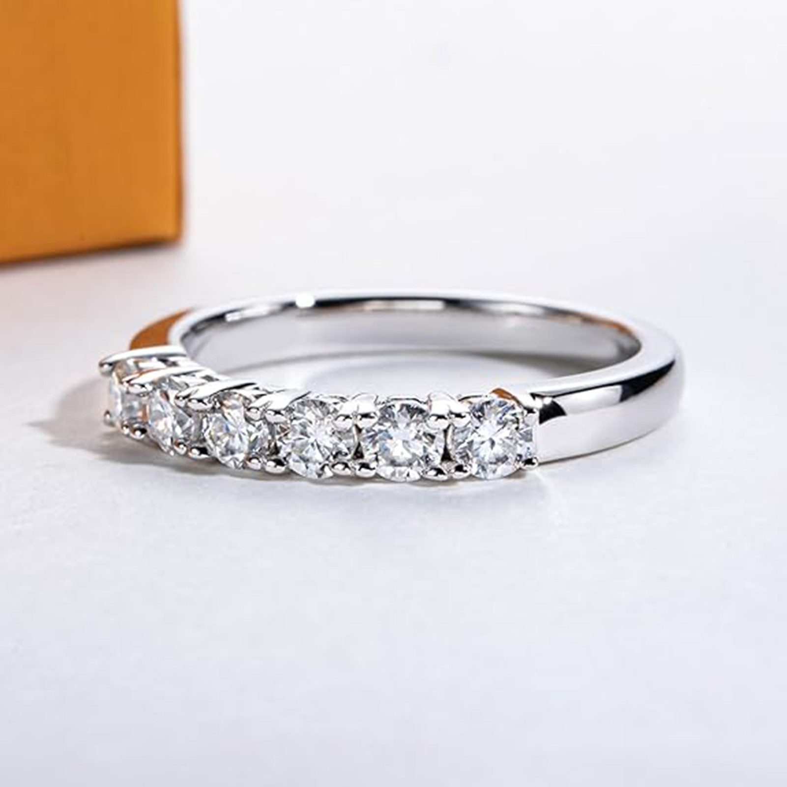 Jumpeak Diamantring D VVS1 14K Gold,Diamant Ring Damen,Verlobungsring, Runder Brillantschliff, Hochzeitsband, Hochzeitsgeschenk, 6 Diamanten