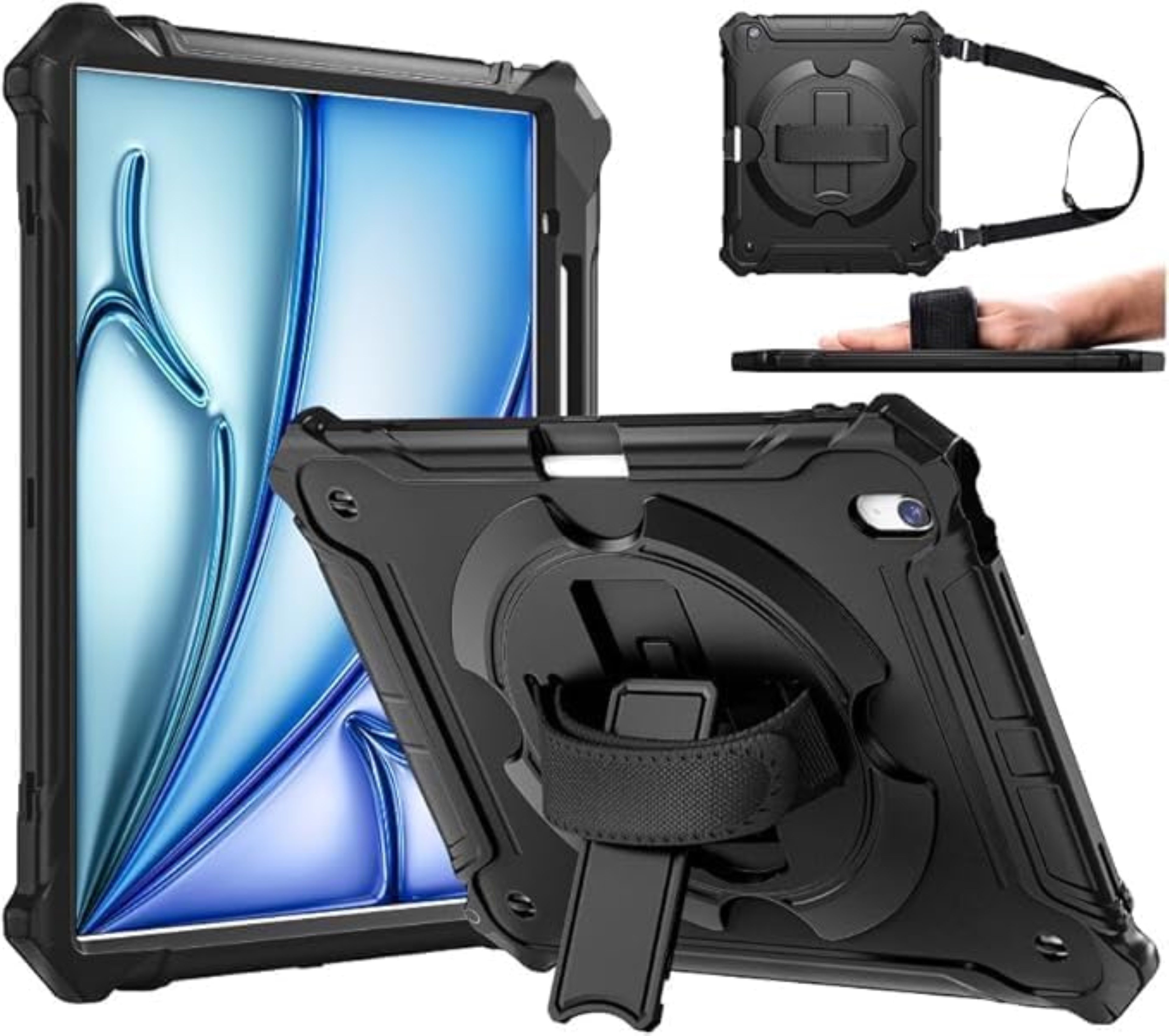 ZtotopCases Tablet-Hülle Stoßfest iPad Air 13 Zoll M3 M2 mit Ständer & Handschlaufe 13 Zoll, mit Handschlaufe und Trageriemen