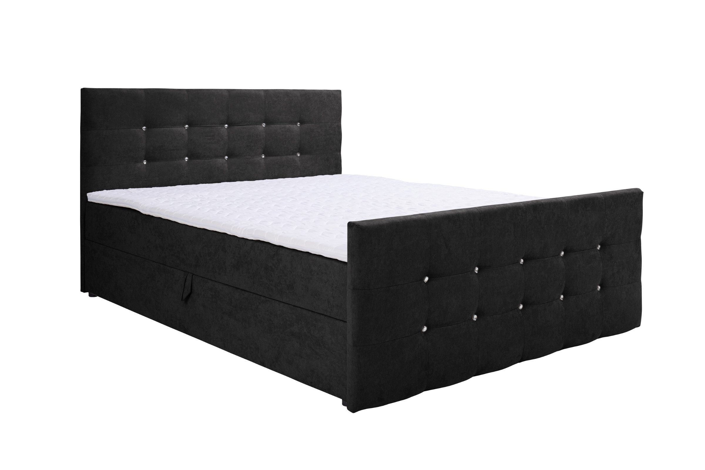 Deine Möbel 24 Boxspringbett CARMEN Boxbett Schlafzimmerbett Ehebett inkl. Bettkästen in Stoff (Polsterbett Komplettbett mit Bonnelfederkern-Matratzen H3, 3-St., inkl. Topper und Bettkästen), mit Topper 140x200 160x200 180x200 200x200 cm