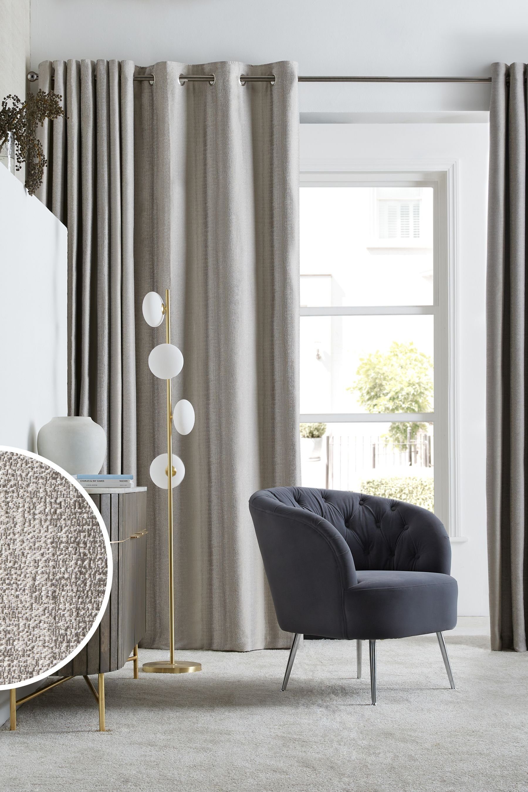 Next Vorhang Gefütterte Ösenvorhänge mit Metallic-Streifen (2 St)