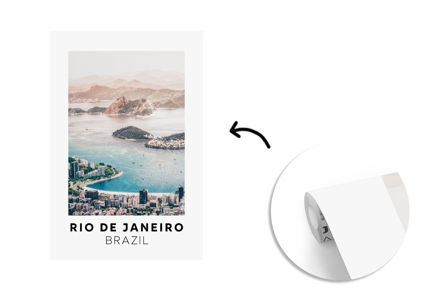 Rio bedruckt, (3 Brasilien MuchoWow Wandtapete St), für Montagefertig Vinyl Wohnzimmer, Fototapete Wasser, - Matt, - Tapete