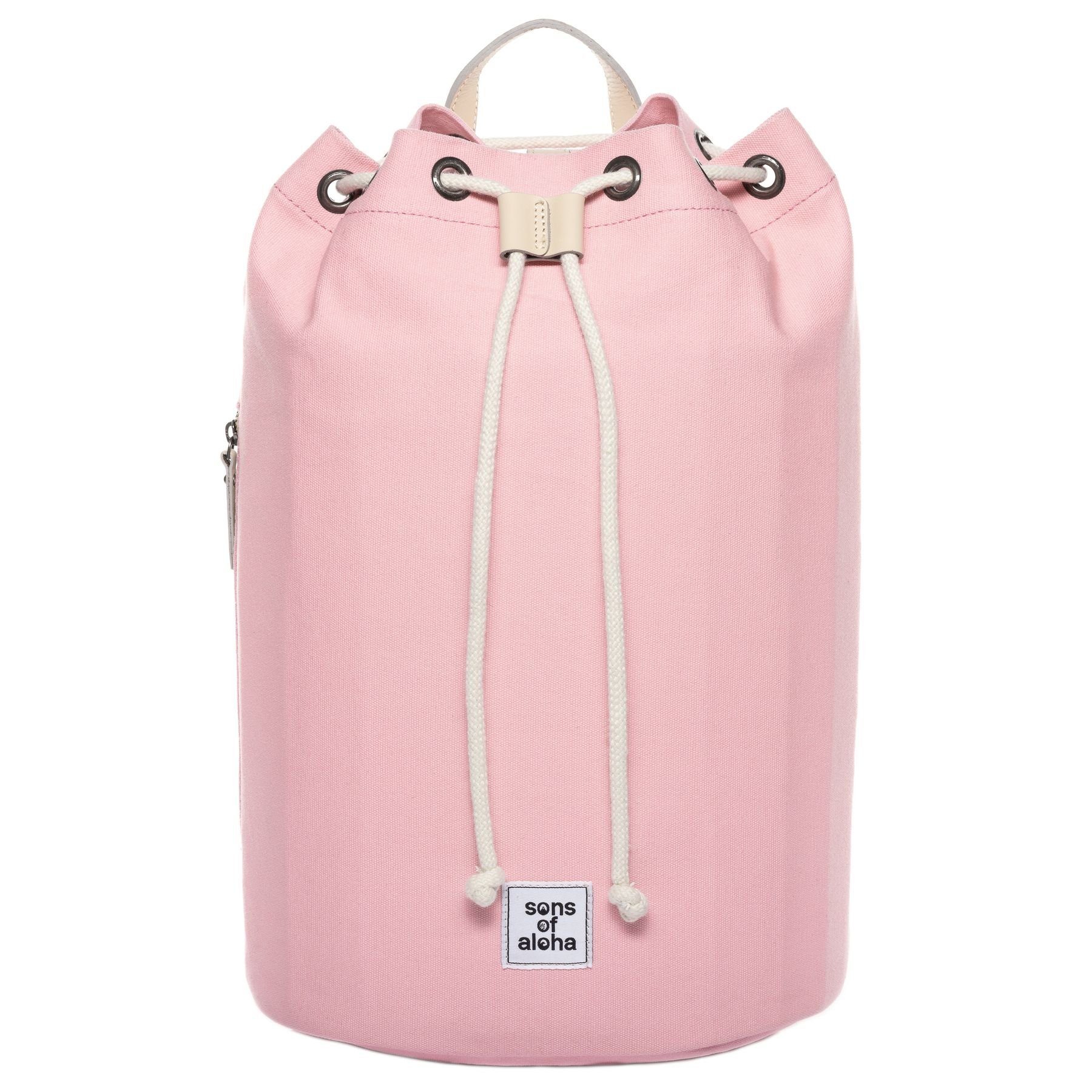 »MALU«, Canvas Rucksack handgefertigt Matchsack OF ALOHA Seesack groß aus rosa-beige SONS Baumwolle Backpack und