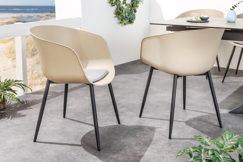 riess-ambiente Gartenstuhl DESIGNO greige / schwarz (Einzelartikel, 1 St), Esszimmer · Kunststoff · Metall · mit Armlehne · Balkon · Outdoor