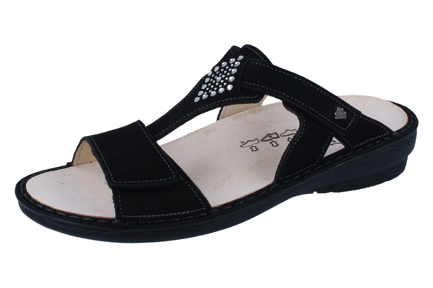 Finn Comfort FINN COMFORT Verin Damen Pantolette schwarz Nubukleder - Größe: 37 Pantolette Wechselfußbett