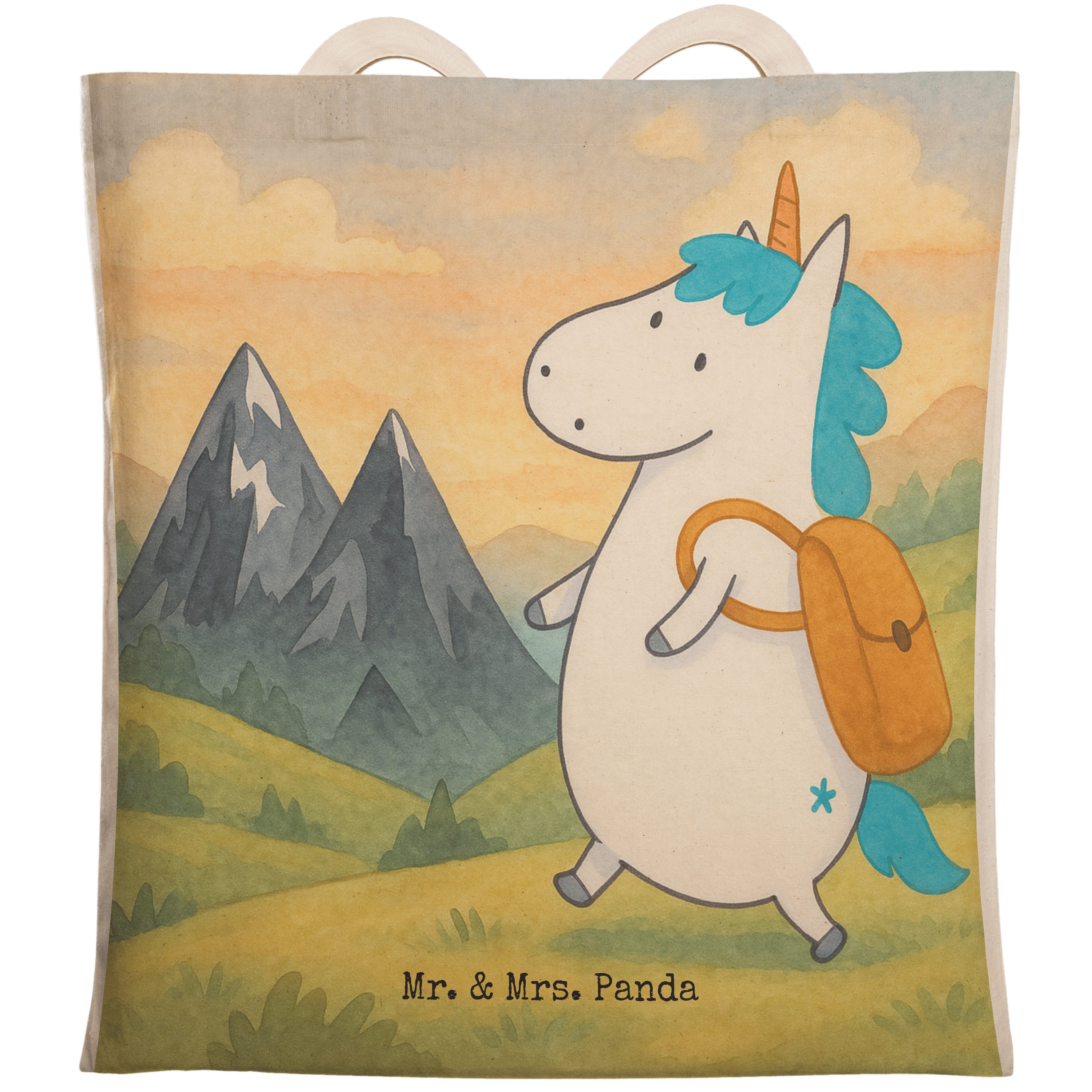 Tragetasche Einhorn Bergsteiger Design, Tote Bag, Weiß, Beutel, Berge, Urlaub, Ta