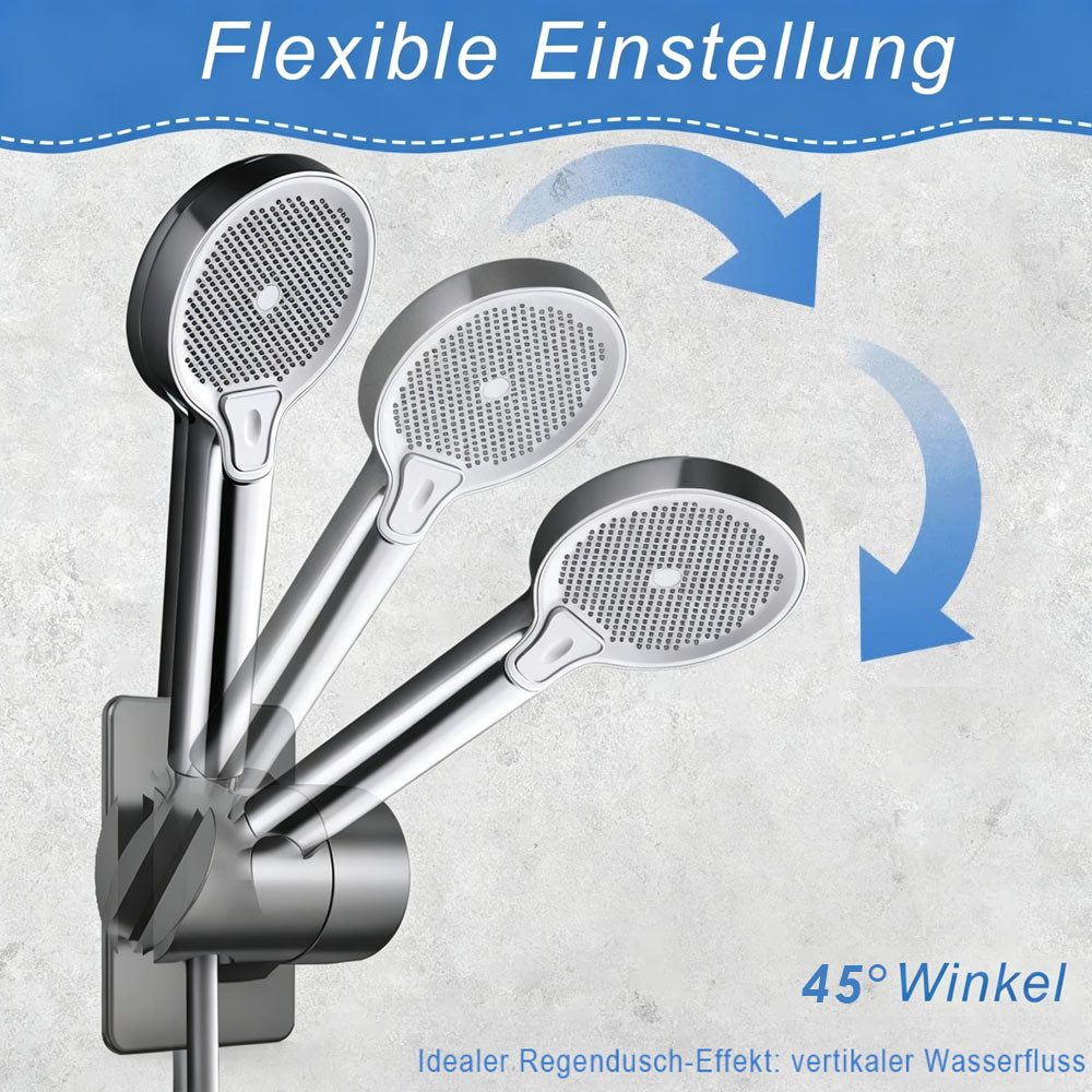 AFKSMILE Brausehalter Verstellbarer Duschkopfhalter mit stark haftendem Klebepad Ohne Bohren, Wandhalterung für Duschkopf, Tragkraft max. 5 kg, Wasserdicht – Bild 4 von 5