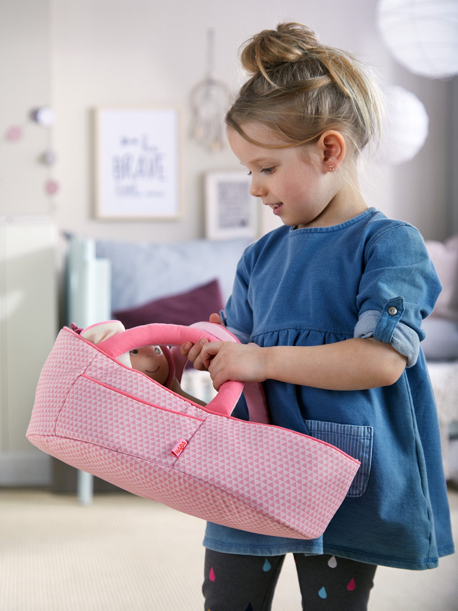 Haba Puppenwagen Puppen-Zubehör, Accessoires für Puppen, für drinnen und draußen