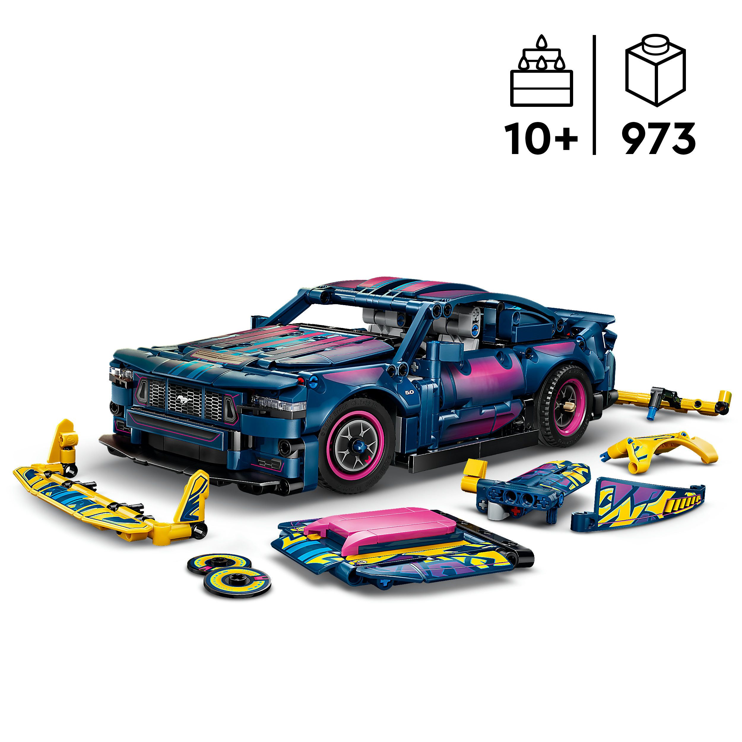 LEGO® Ford Mustang GT Auto aus der Tuning-Werkstatt (42236), LEGO Technic Konstruktionsspielsteine, (973 St), Made in Europe