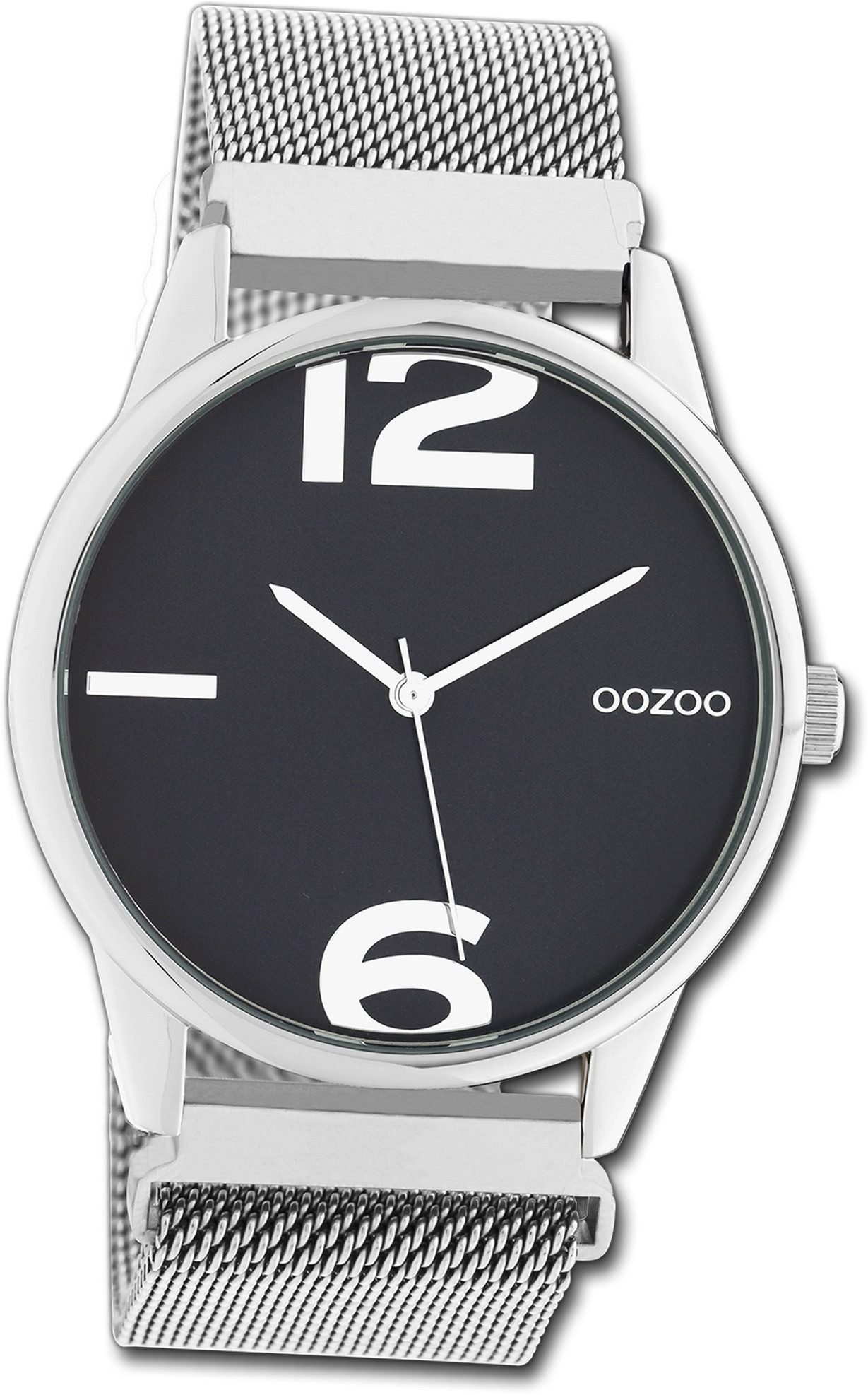 OOZOO Quarzuhr Oozoo Damen Armbanduhr Timepieces, (Analoguhr), Damenuhr Metallarmband silber, rundes Gehäuse, groß (ca. 40mm)