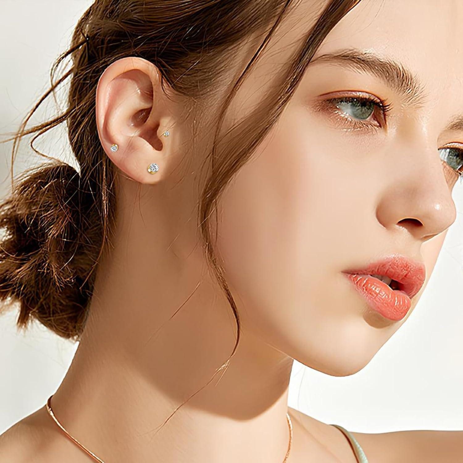 LuxusKollektion Schmuckset Silber Ohrstecker Set 925 Sterling Zirkonia Damen Studs hypoallergen