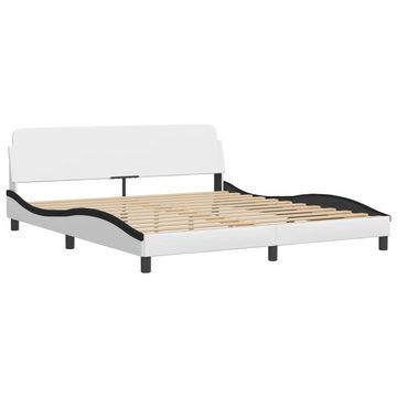 vidaXL Bett Bett mit Matratze Weiß und Schwarz 180x200 cm Kunstleder