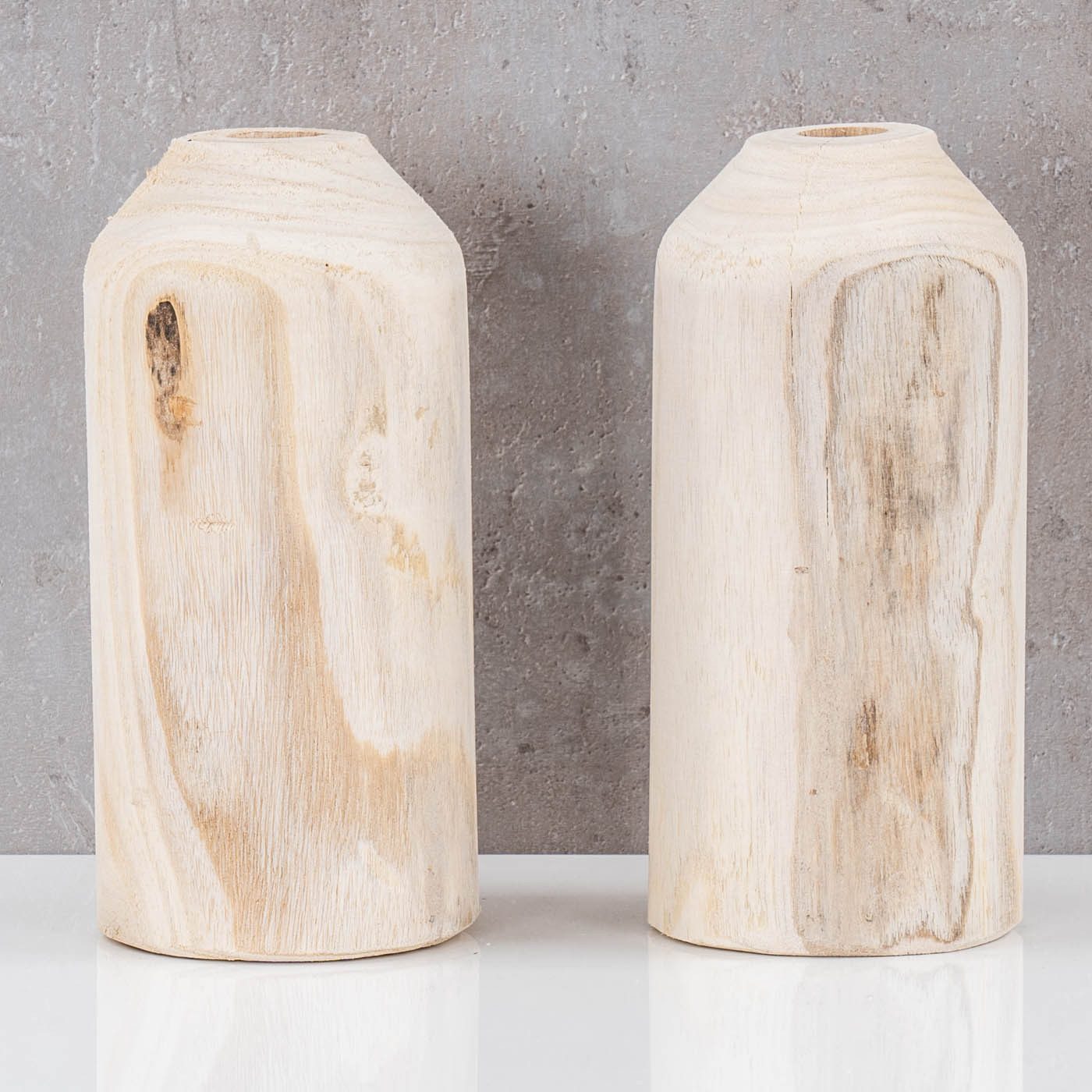Levandeo® Dekovase, 2er Set Vase aus Holz für Trockenblumen H20cm Natur Holzvase