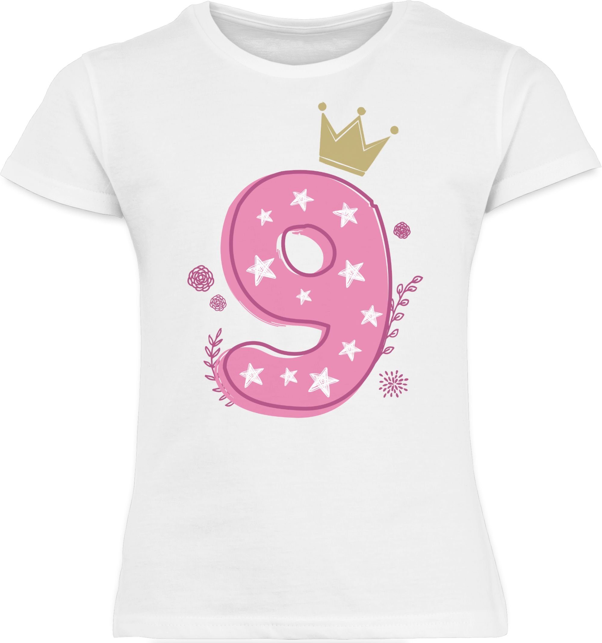 T-Shirt Neunter Mädchen Krone Sterne