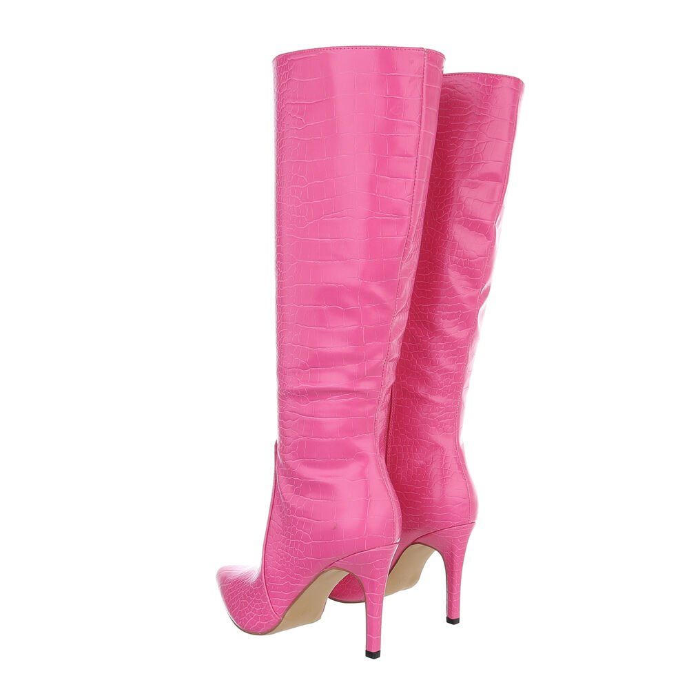 Ital-Design Damen Elegant Stiefel Pink High-Heel-Stiefel High-Heel Pfennig-/Stilettoabsatz in