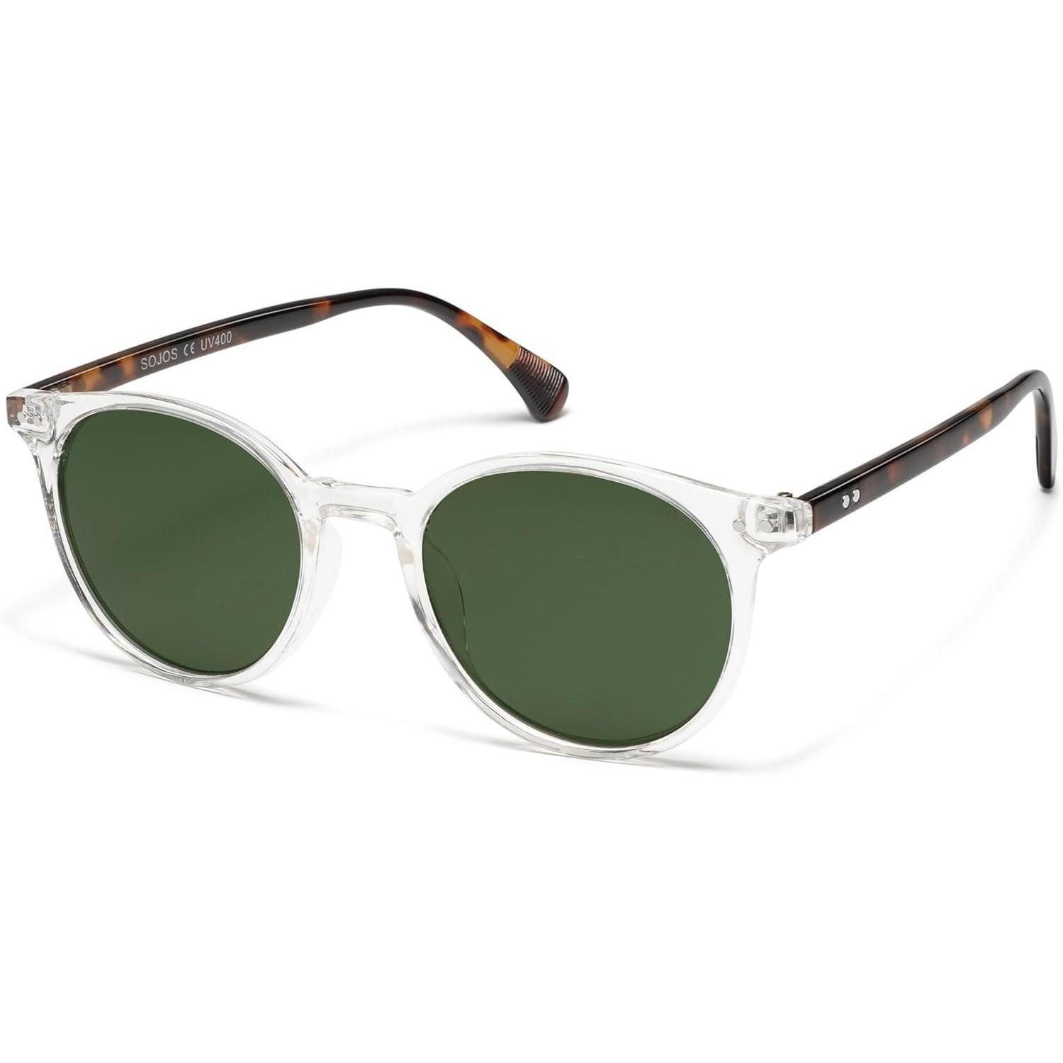 Retrosonnenbrille Sonnenbrille Polarisiert Runde UV400 Damen Klar Rahmen Grüner Linse