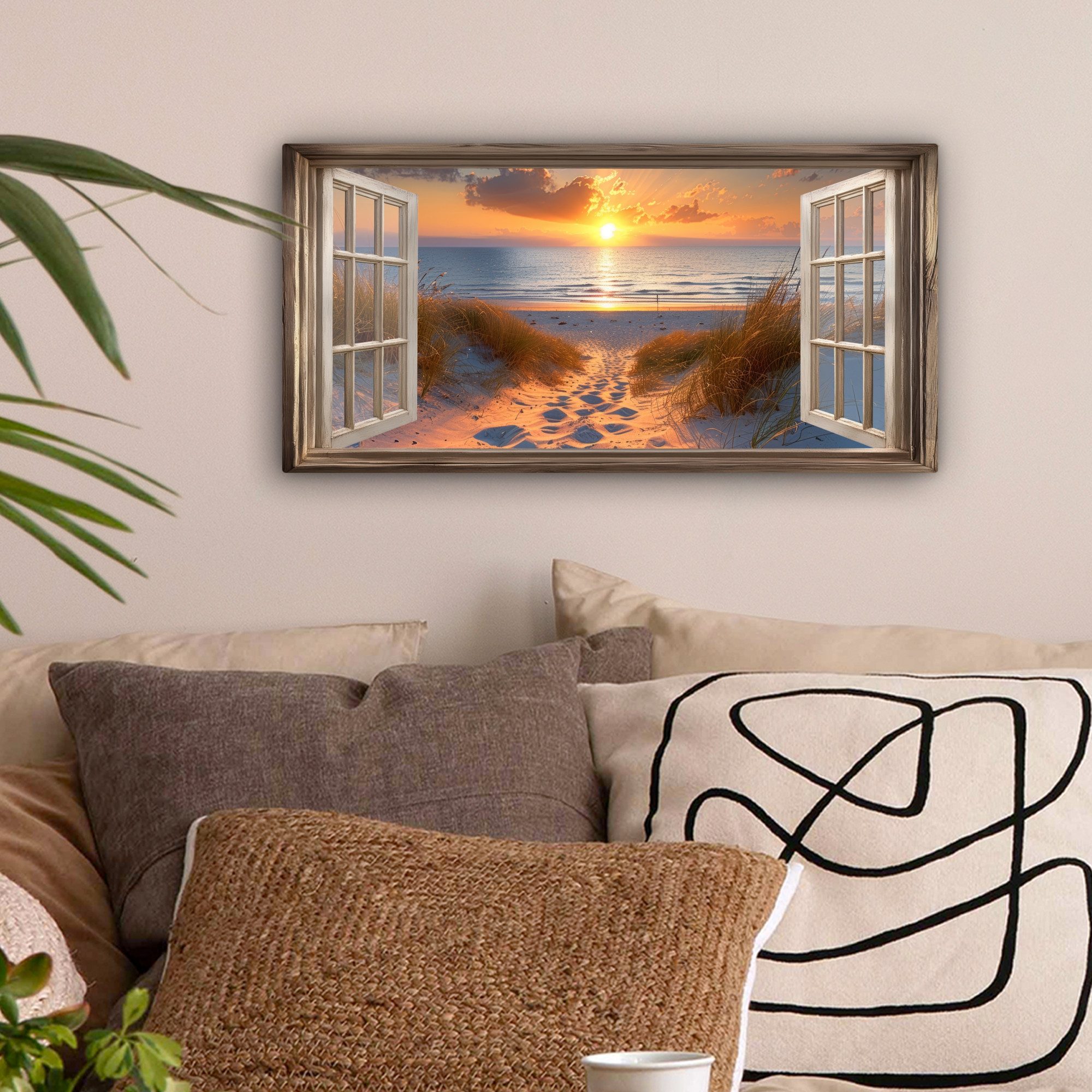 OneMillionCanvasses® Leinwandbild Panorama Durchblick - Strand - Dünen - So günstig online kaufen