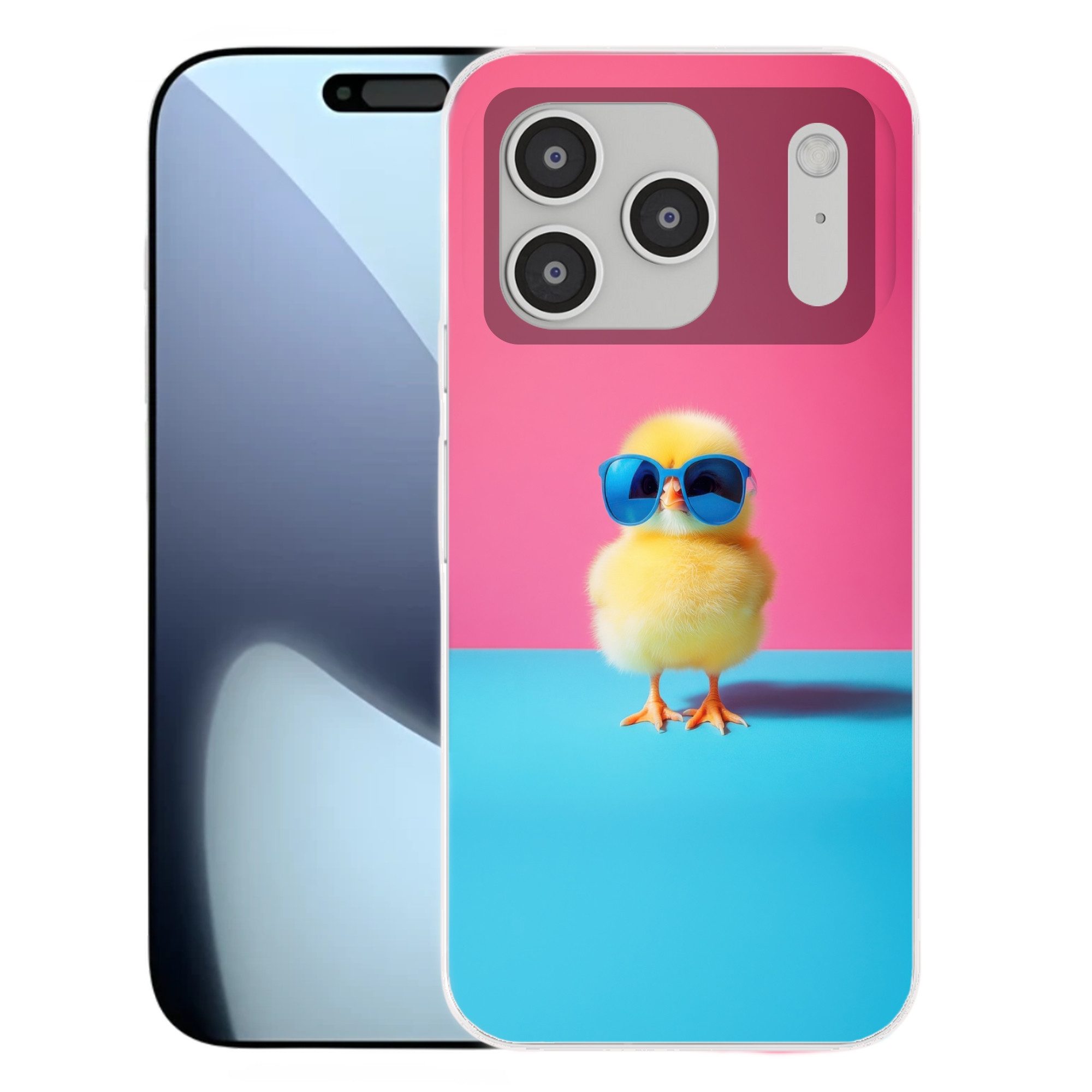 MuchoWow Handyhülle für Apple iPhone 17 Pro Chick - Sonnenbrille - Blau, Smartphone-Bumper, Print, Handy Schutzhülle Dünn