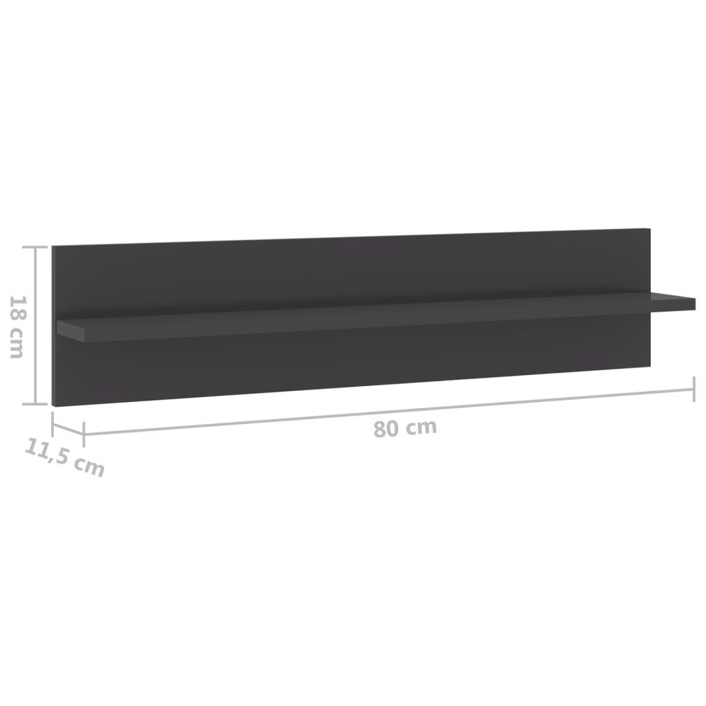 Hochglanz-Grau Stk vidaXL Wandregale 80x11,5x18 Spanplatte Regal 2 cm