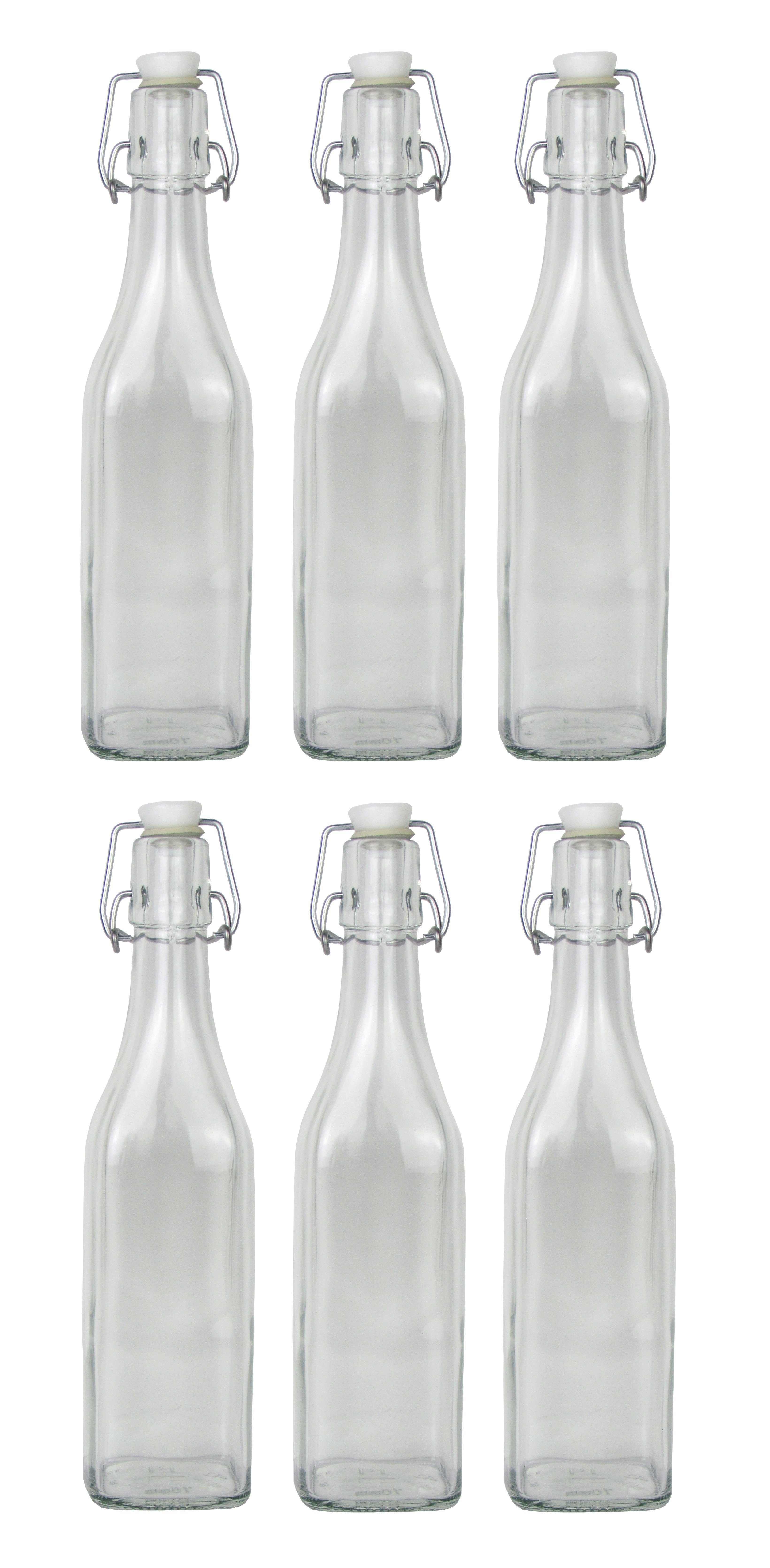6 Glasflasche Haushalt Trinkflasche á mit International vierkant Bügelverschluss 500ml x