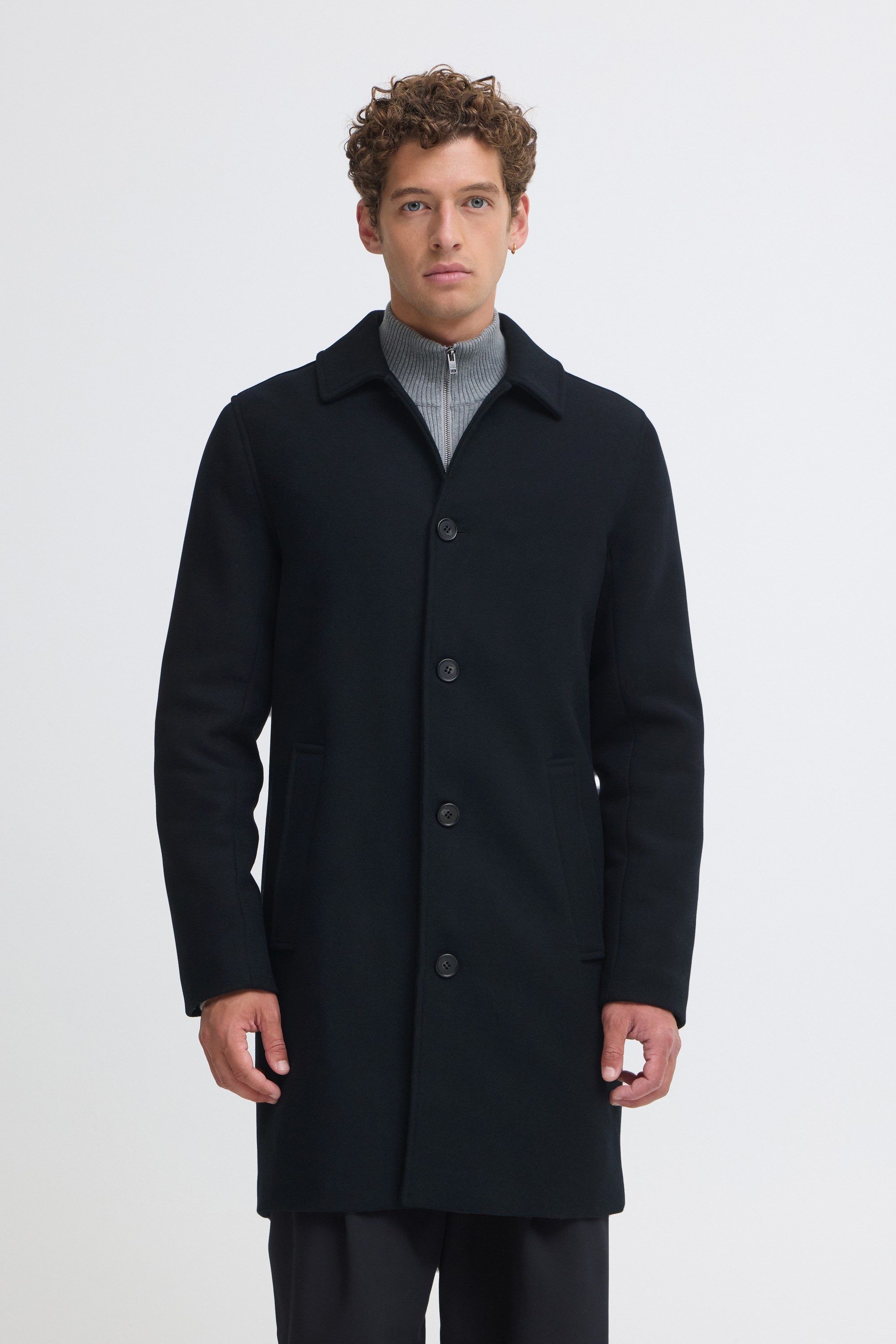 Casual Friday Wollmantel CFEzequiel Eleganter Wollmantel mit Knöpfen