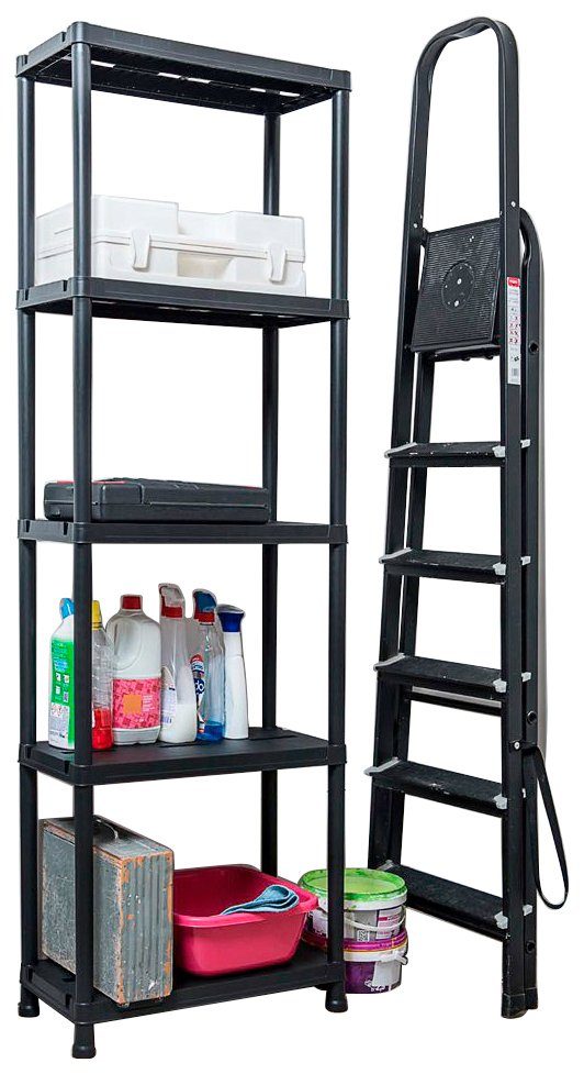 ONDIS24 Shelving Unit, Set of 2, 5 Shelves each, Plastic