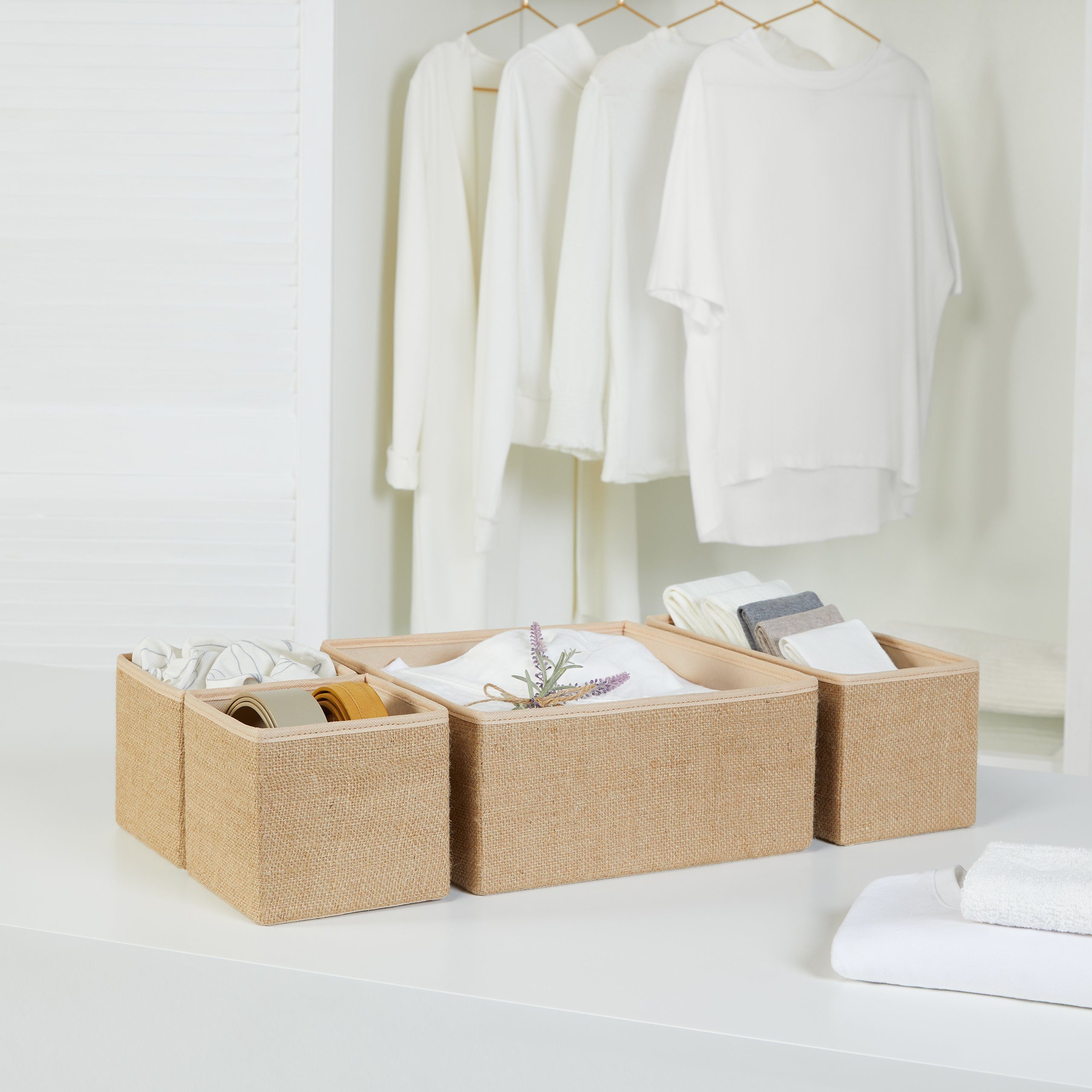 Ocean Home textile Aufbewahrungsbox »Jute Schubladenboxen, Schrank Organizer  Set Schubladen« (Komplett-Set, 4 St), Gut Organisiert, Stilvolles Design,  Nachhaltig online kaufen | OTTO