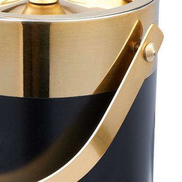 relaxdays Eiseimer Eiswürfelbehälter aus Edelstahl, Schwarz-Gold