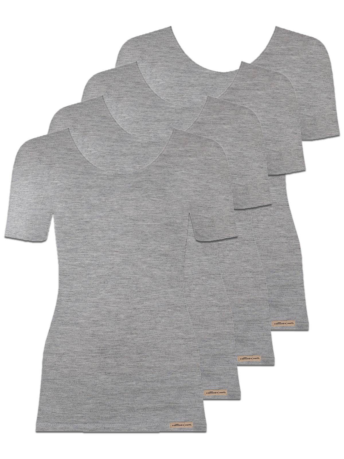 COMAZO Unterhemd 4er Pack Baumwoll (Spar-Set, Vegan Damen 4-St) Shirt grau-melange Unterhemd