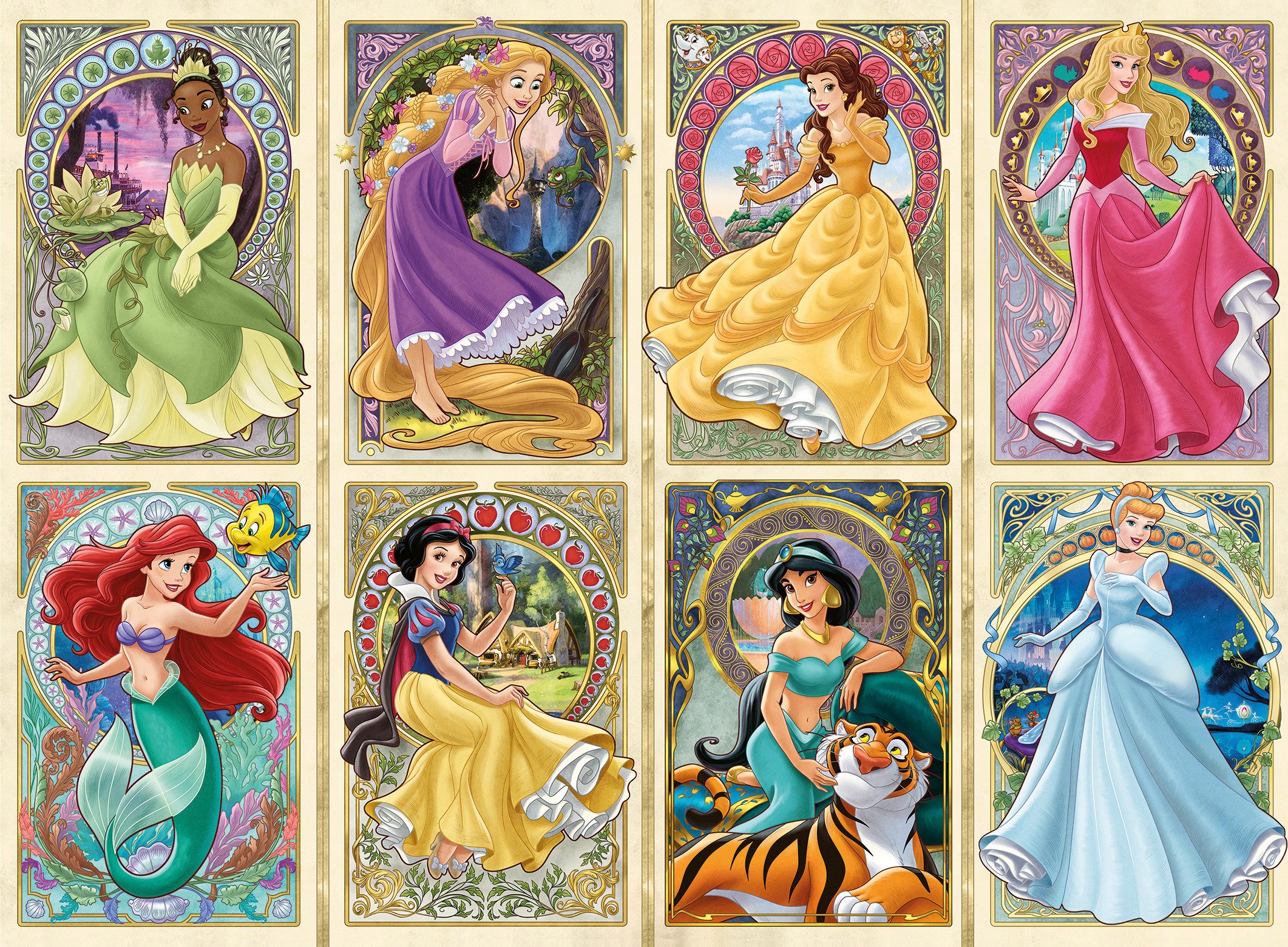 Ravensburger Puzzle Disney Princess, Nouveau Art Prinzessinnen, 1000 Puzzle günstig online kaufen