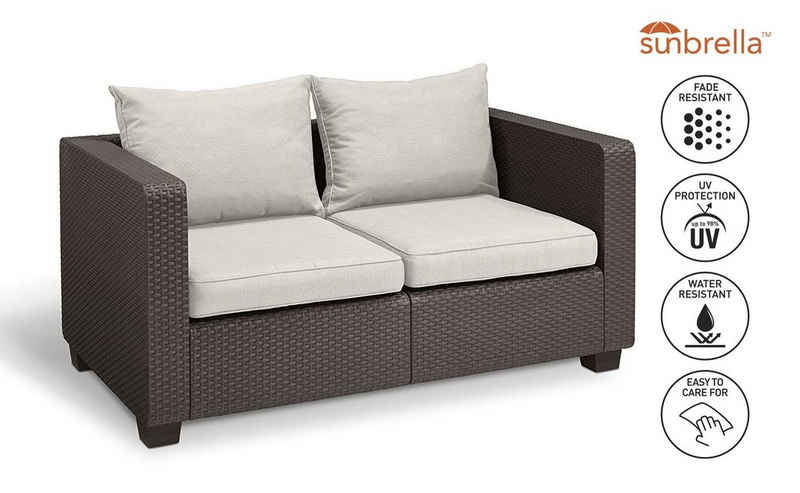 Allibert Loungesofa Allibert Salta 2-Sitzer braun inkl. Sunbrella Kissen, Gartensofa