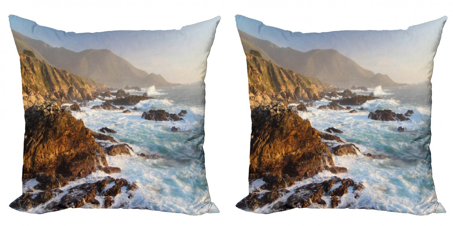 Kissenbezüge Modern Accent Doppelseitiger Digitaldruck, Abakuhaus (2 Stück), Big Sur Sonnenaufgang Ozean Rocky Clift