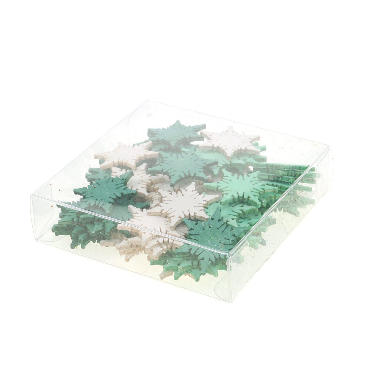 Florists Products Weihnachtsmann Weihnachts-Streudeko Holzsterne Grün Weiß 4cm, 72 Stück