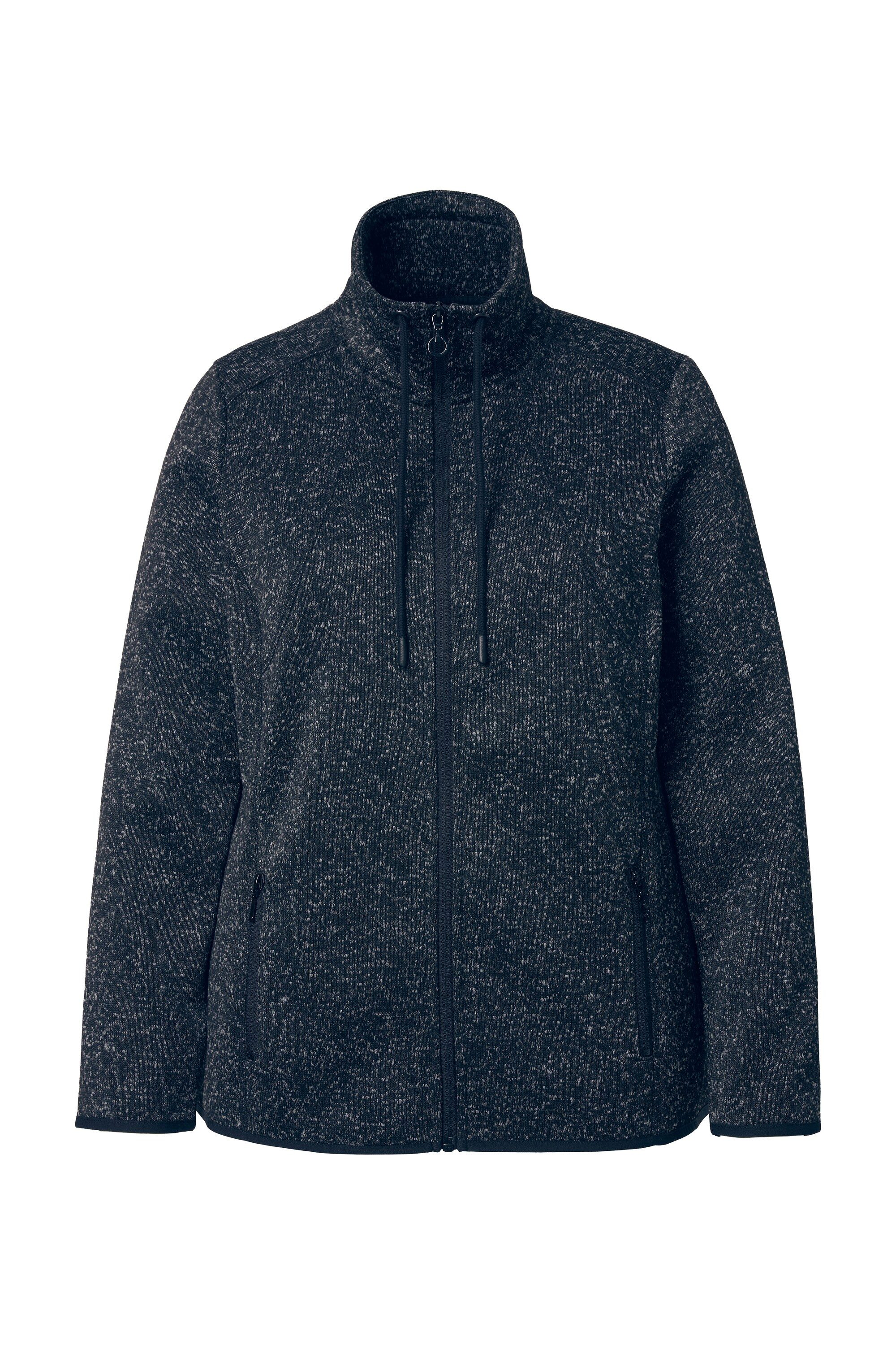 Ulla Popken Sweatjacke Strickfleece-Jacke Rauten Stehkragen günstig online kaufen