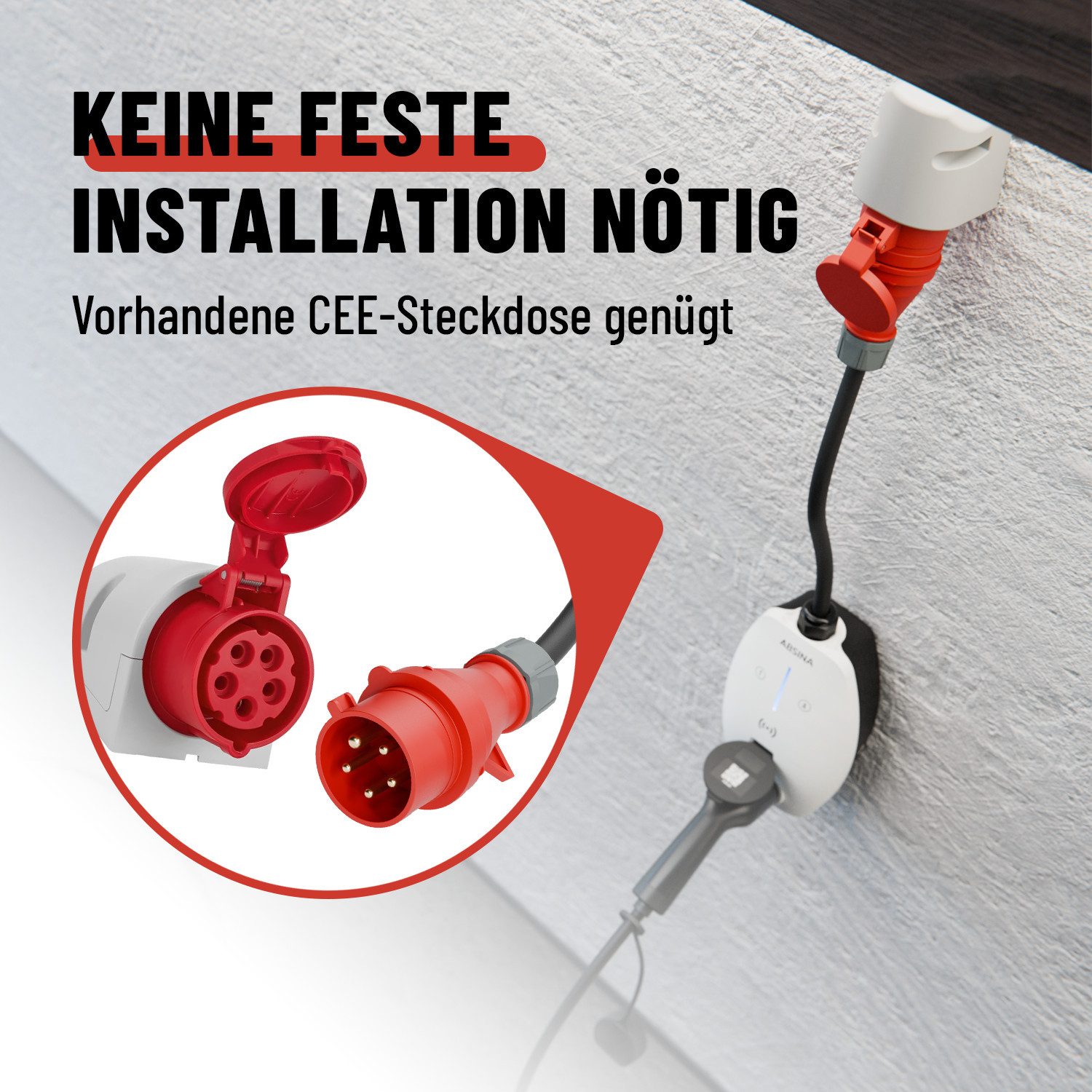 ABSINA Mobile Wallbox 11kW mit App Steuerung & einstellbarer Ladeleistung Elektroauto-Ladegerät (1-tlg)