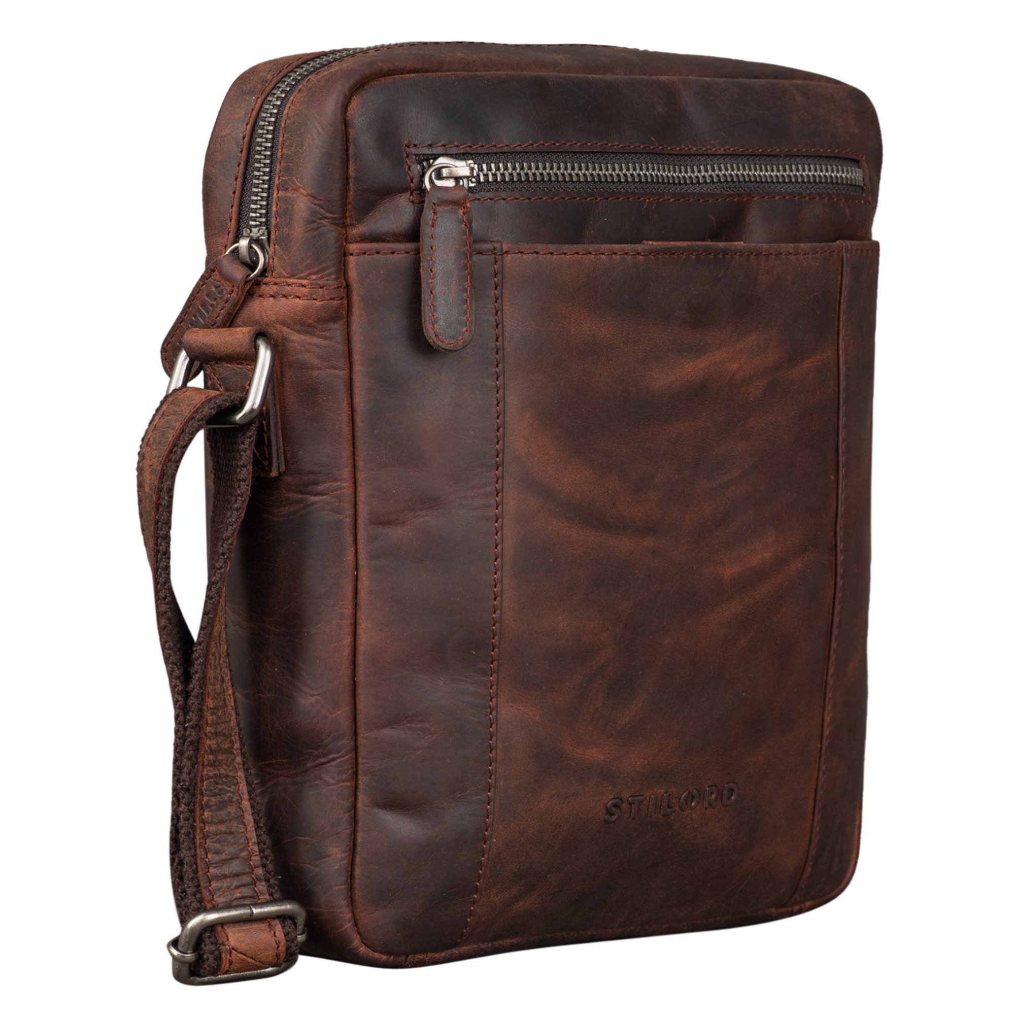 Schultertasche "Fox" Herrentasche Leder Vintage Messenger Bag