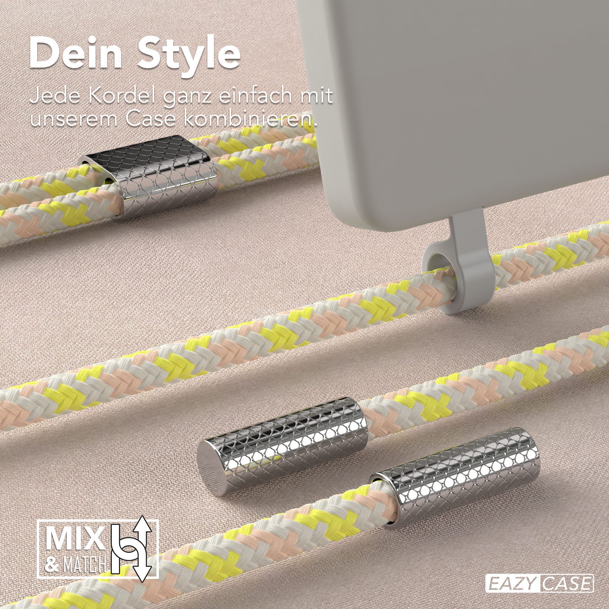 EAZY CASE Handykette 2in1 Hülle mit Band Samsung Galaxy S25 Ultra 5G 6,9 Zoll, Hülle mit Band 2in1 abnehmbares Handyband Etui Case mit Kordel Grau