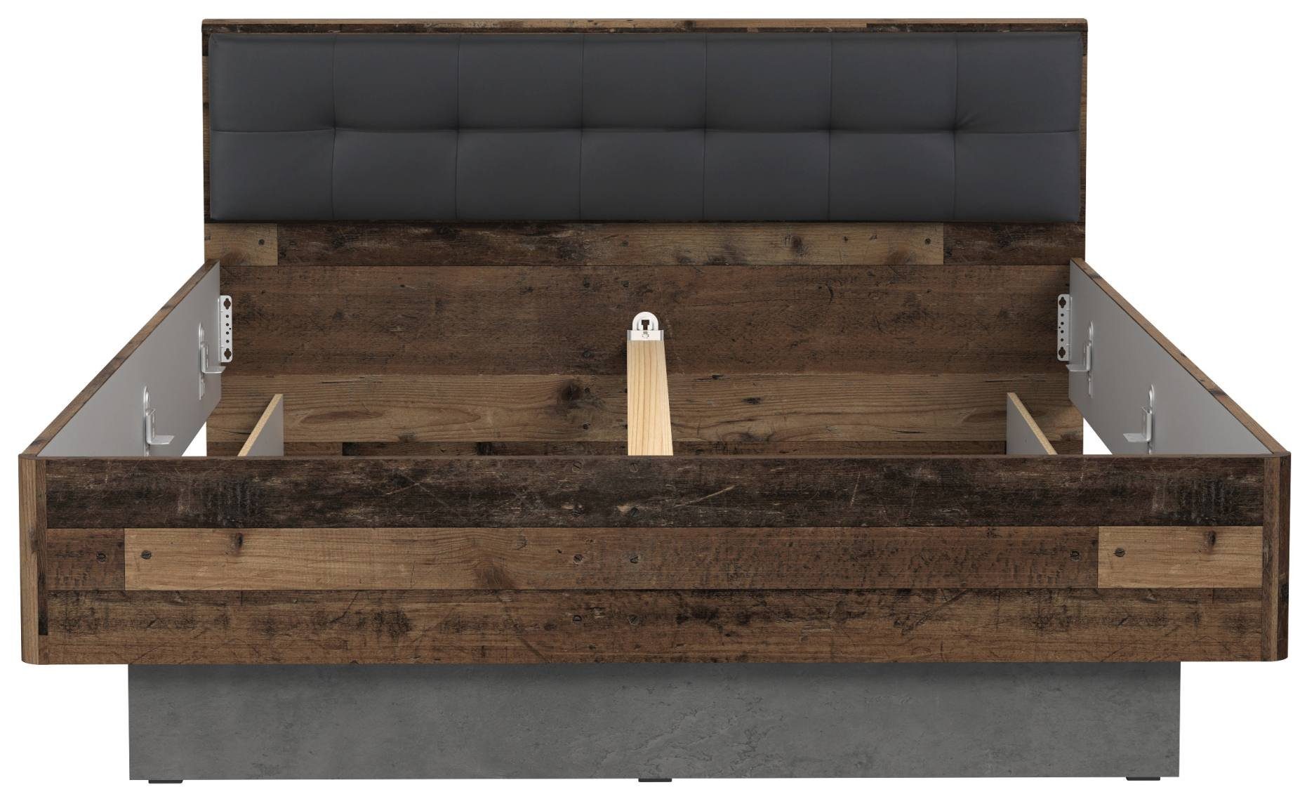 FORTE Holzbett Doppelbett CLIF 160 x 200 cm Optik: Old Wood Vintage von Forte