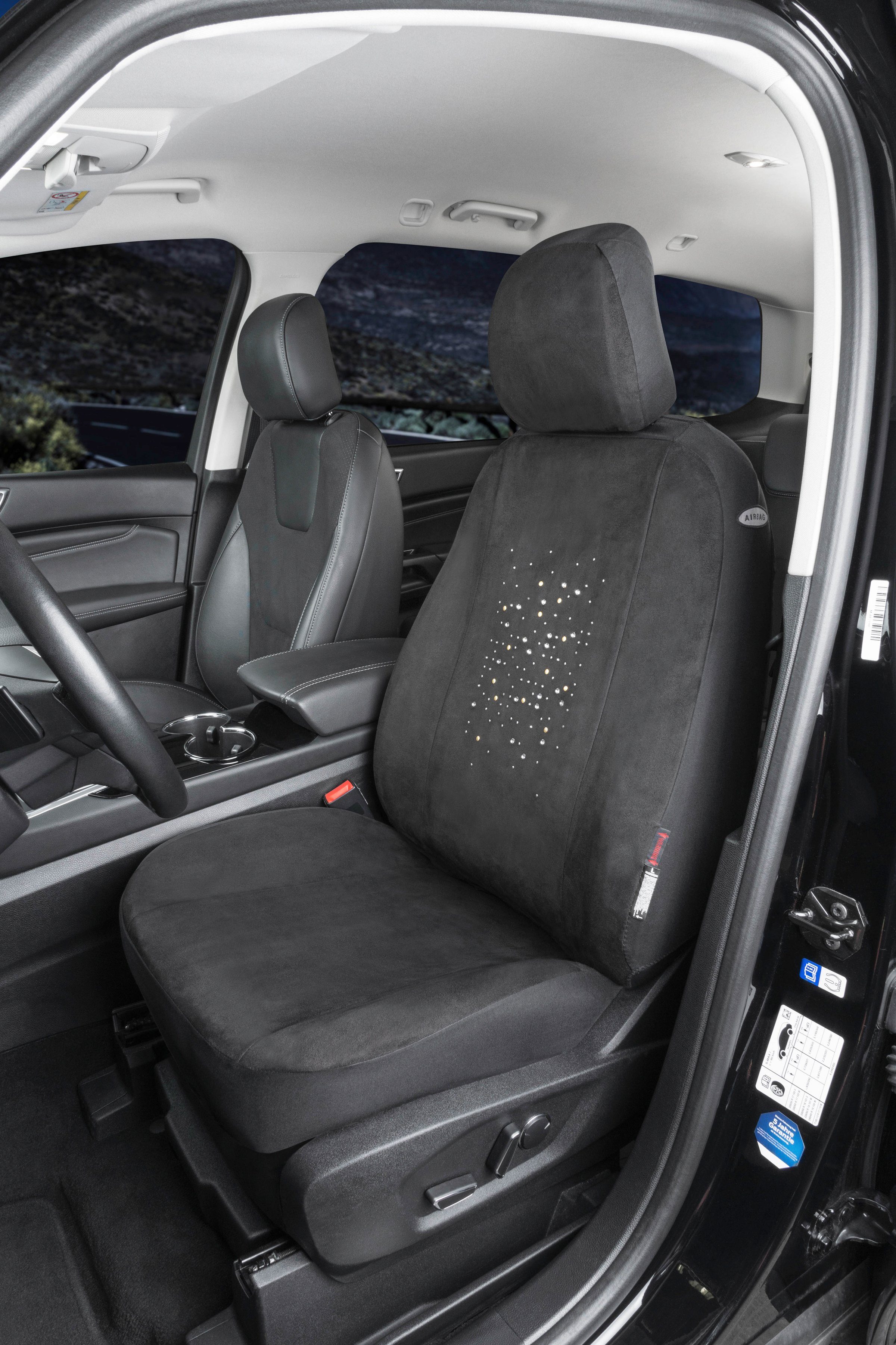 11960 WALSER Soft Nappa Autositzbezug schwarz, Eco-Leder, vorne und hinten