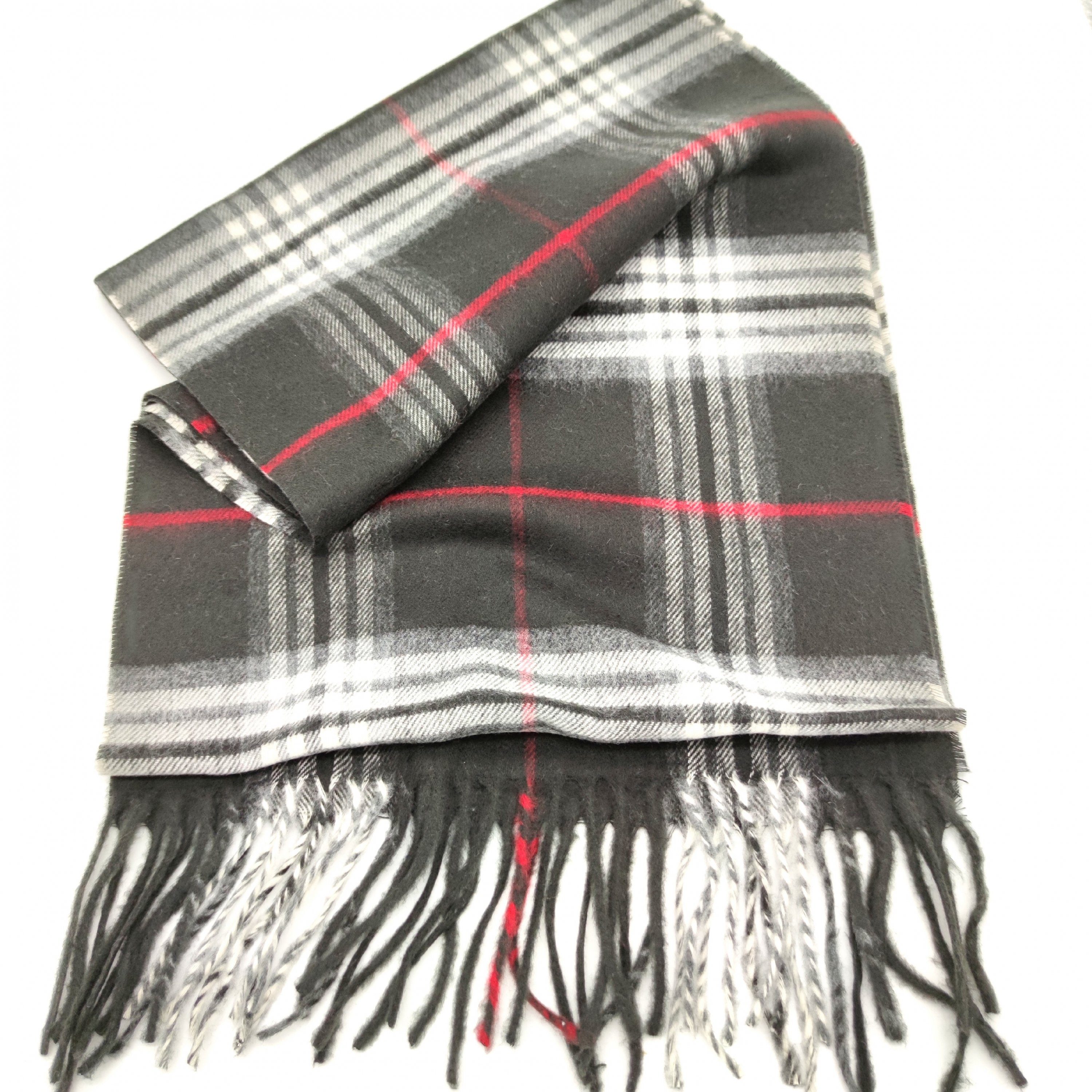 Fiebig Modeschal Cashminkschal Karo 180x30 cm schwarz