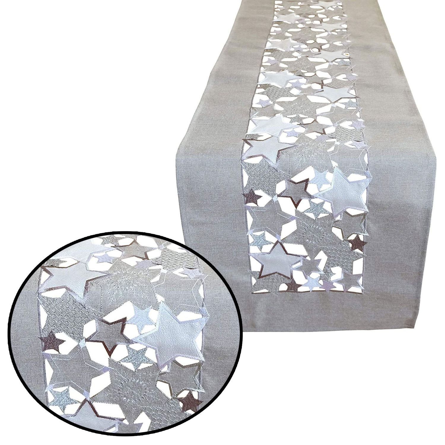 texpot Tischdecke Stickerei Sterne Weihnachten Advent (1-tlg) günstig online kaufen