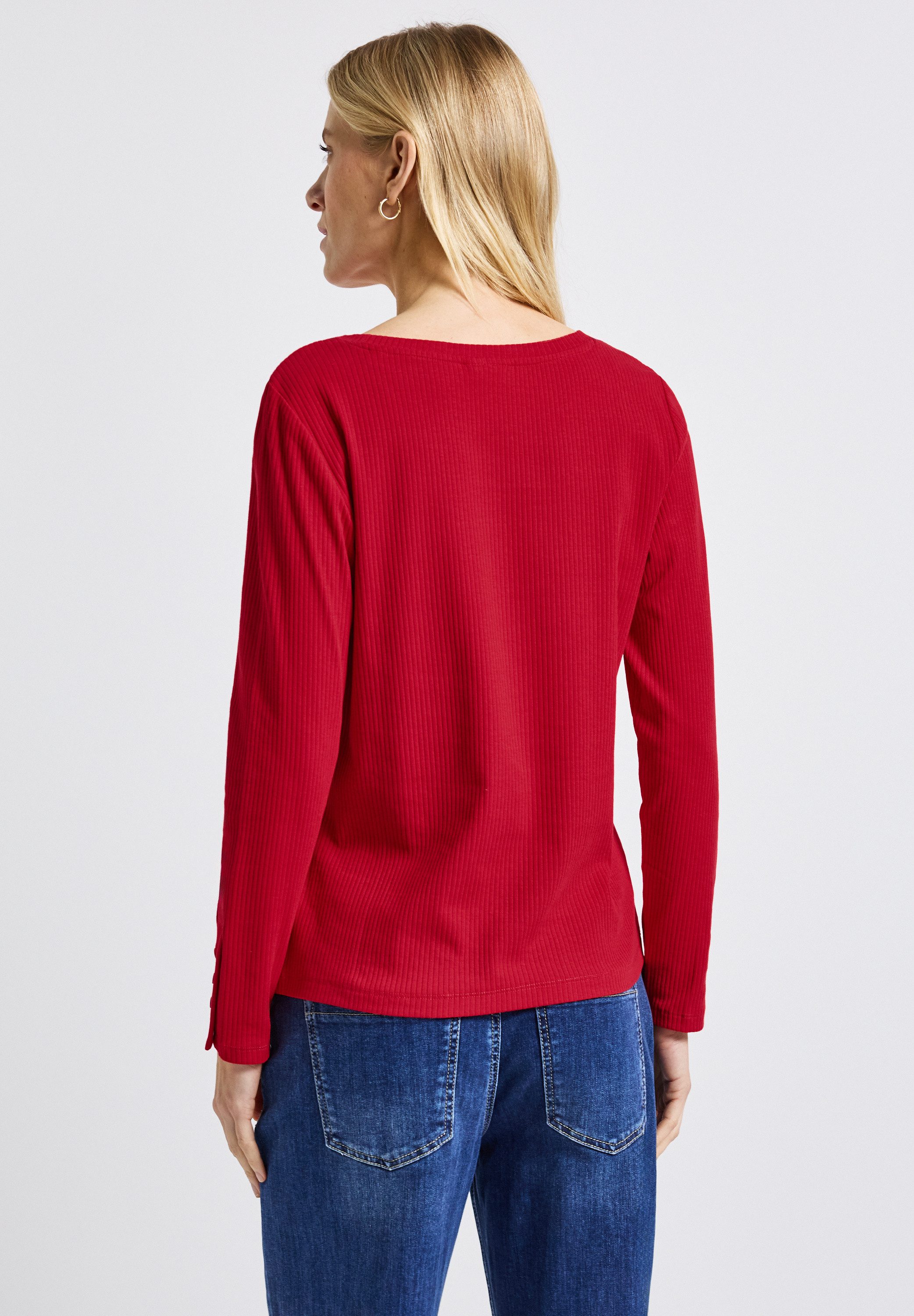STREET ONE Langarmshirt mit Rippstruktur und günstig online kaufen