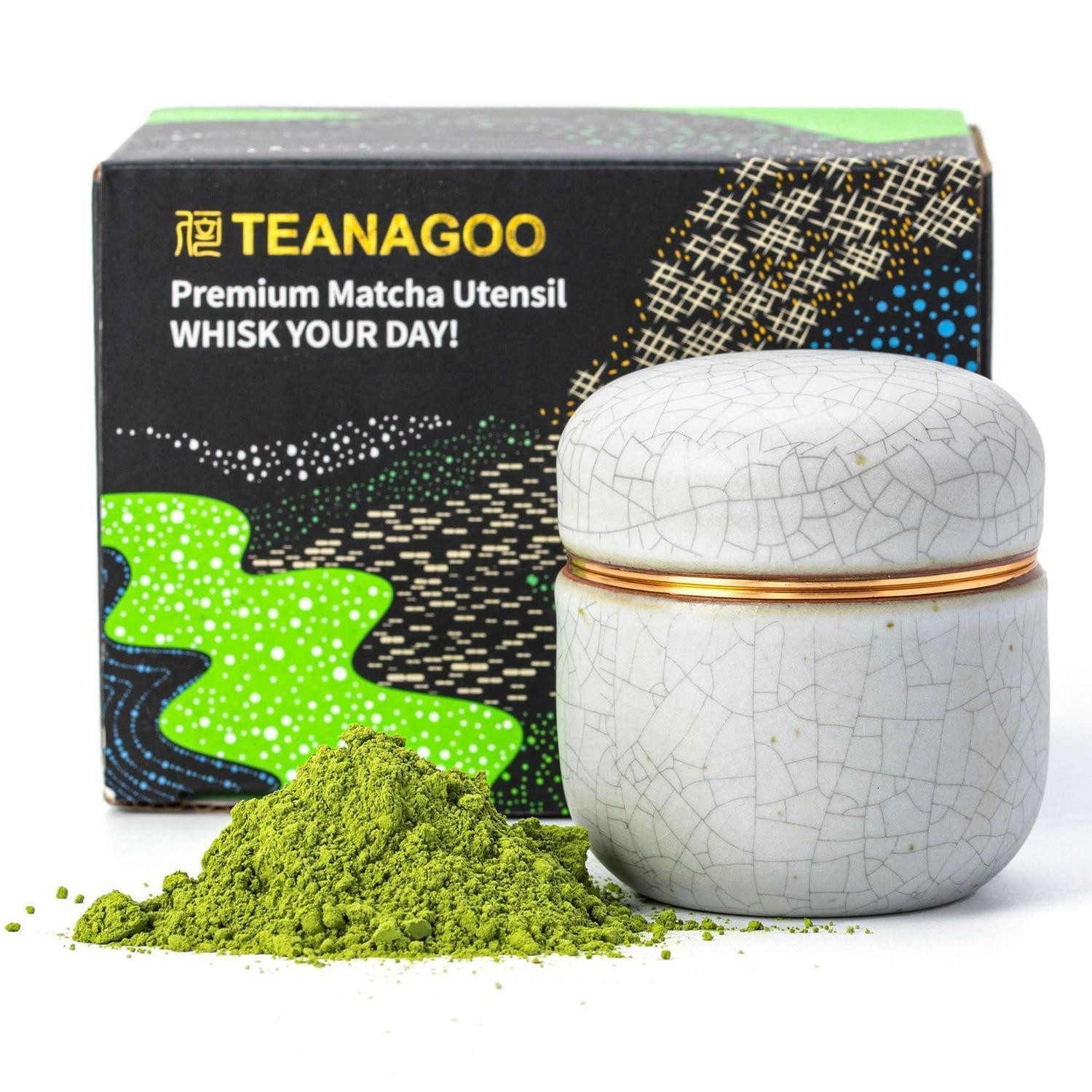 LuxusKollektion Teedose Matcha Dose Keramik 2,8 oz Elfenbein/Schwarz, Keramik