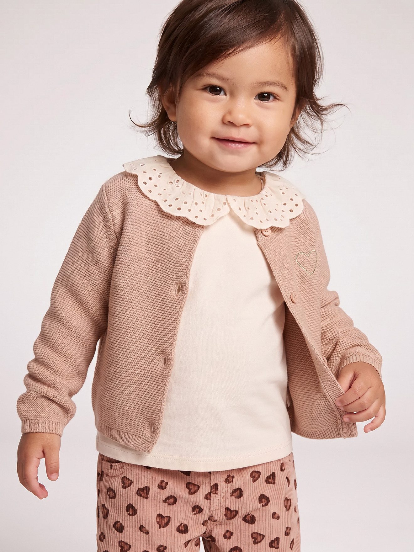 vertbaudet Strickjacke Baby Strickjacke Herz BASIC Stickerei – Bild 5 von 5