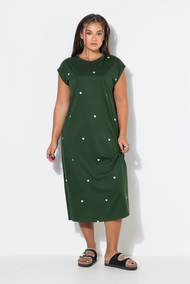 Studio Untold Jerseykleid Midikleid oversized Jersey Herzen ärmellos