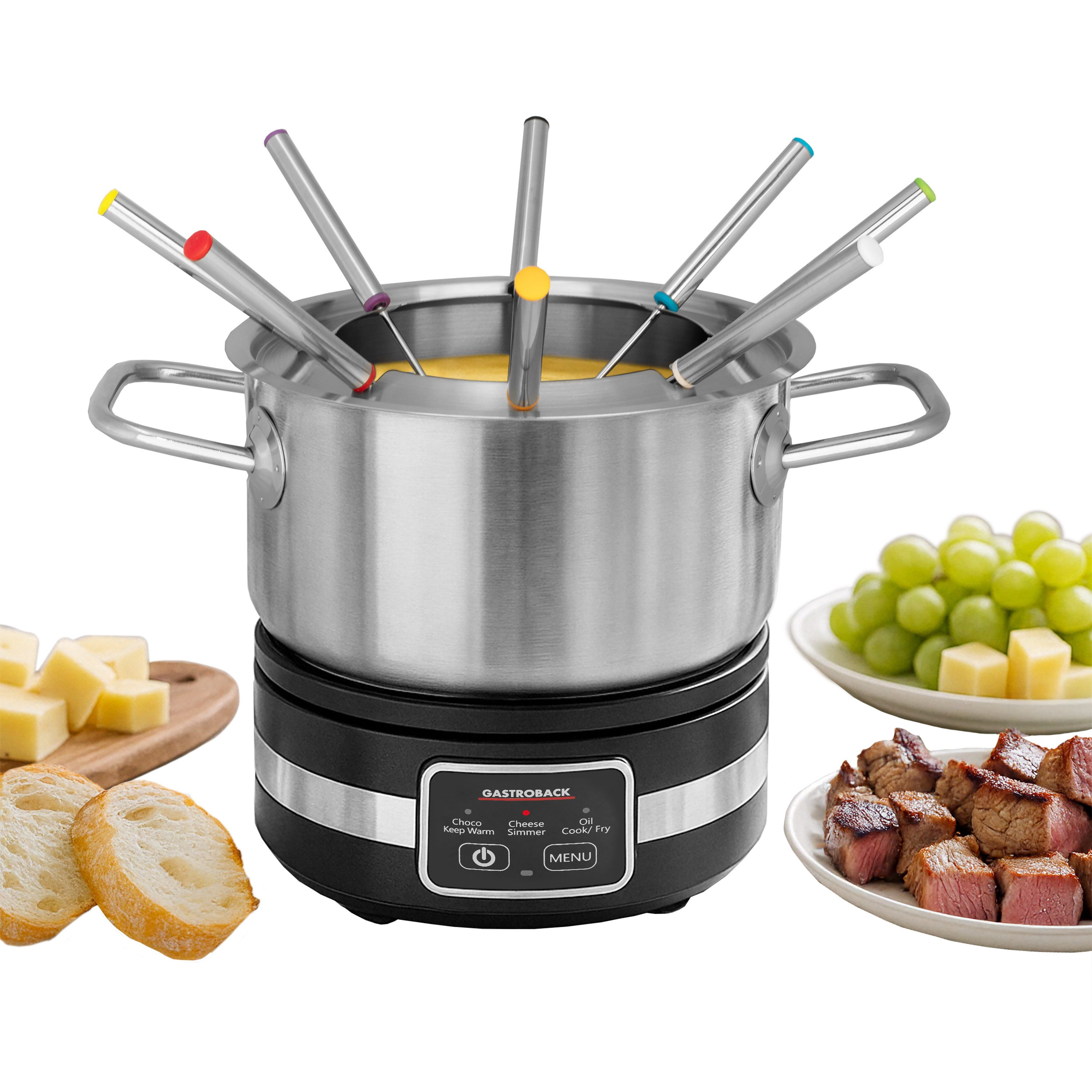 Gastroback Fondue Fondue MultiCook 4-in-1 & Kochplatte, 8 Fonduegabeln, 2,3 l