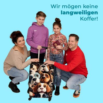 NoBoringSuitcases.com© Koffer Hund - Muster - Tiere - Braun - Mädchen - Junge 67x43x25cm, 4 Rollen, Mittelgroßer Koffer für Kinder, Trolley