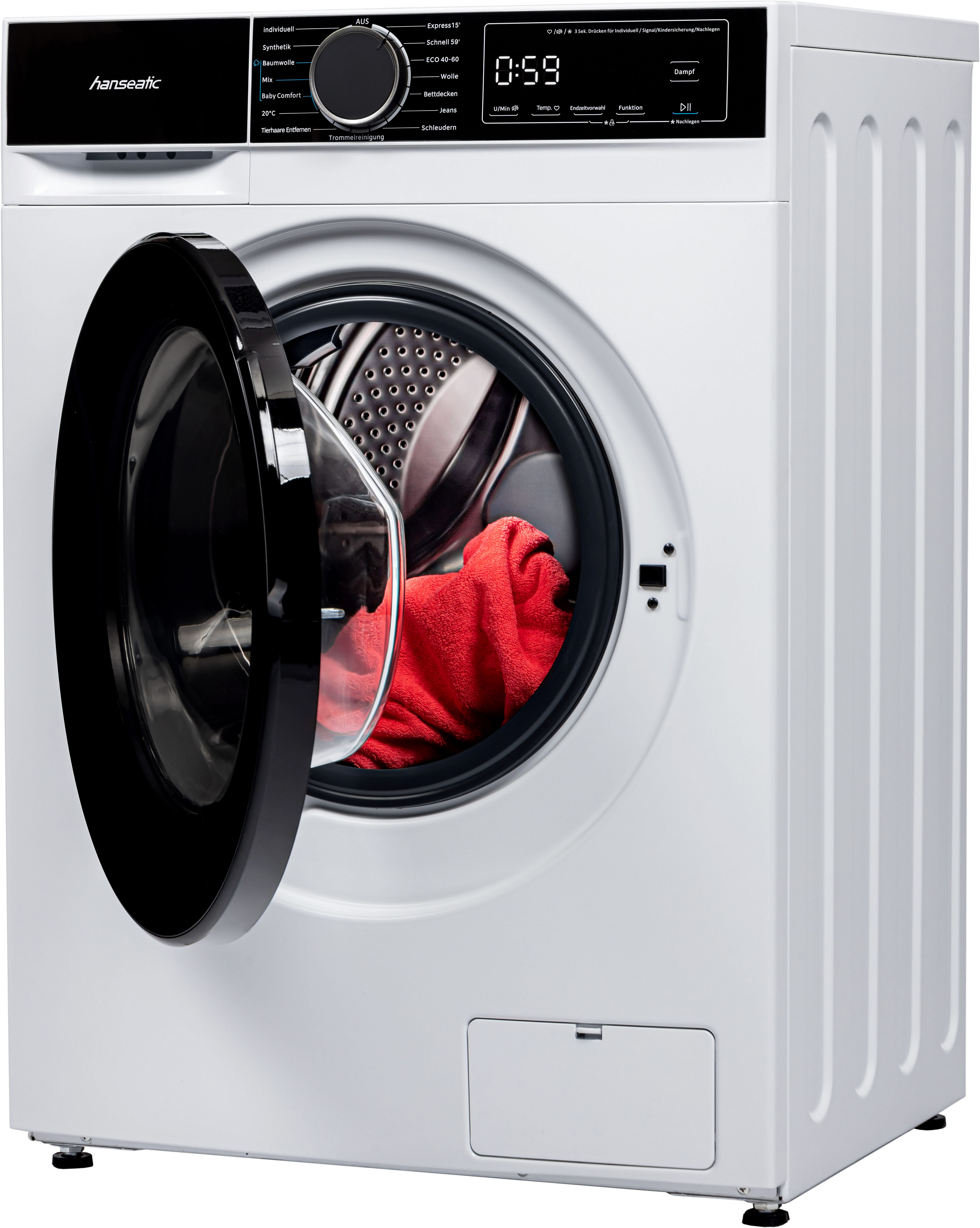 Hanseatic Waschmaschine HWMA814B, 8 kg, 1400 U/min, Schnellwaschprogramm, Startzeitvorwahl