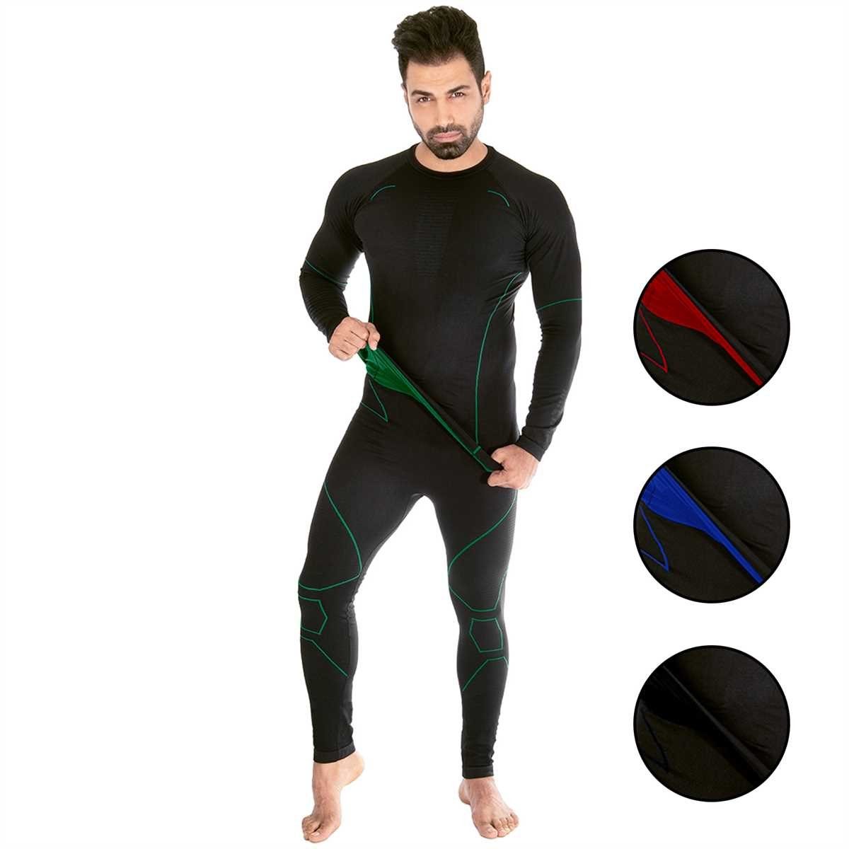 Black Snake Funktionsunterhemd neverest Funktionsunterwäsche Set Seamless Unterhemd + Unterhose Schwarz/Grün | Funktionsunterhemden