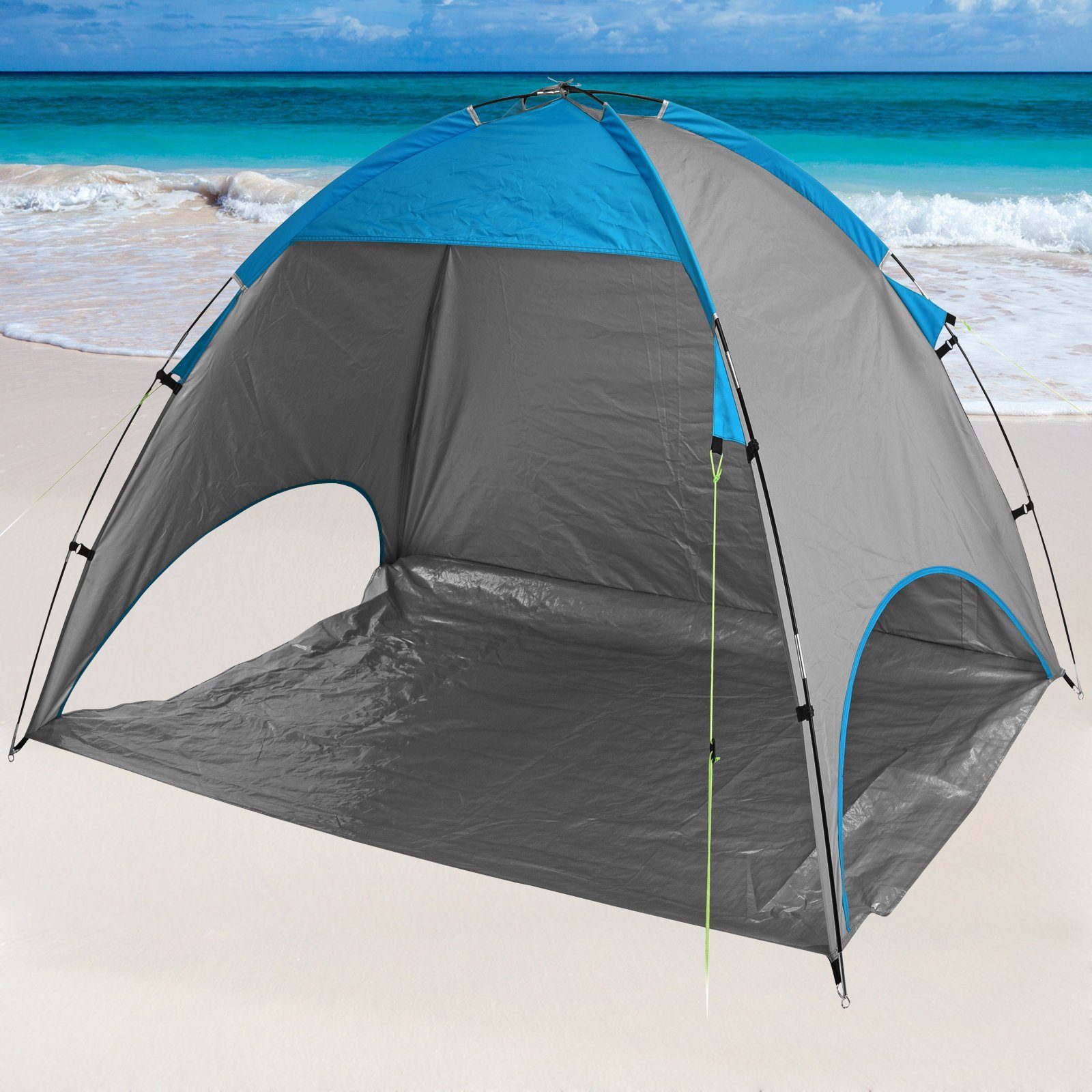 Koopman Strandmuschel Strandzelt Farbwahl Schutz Zelt Sonnenschutzzelt Sichtschutz, Blau Strand Muschel Windschutz UV-Schutzfaktor