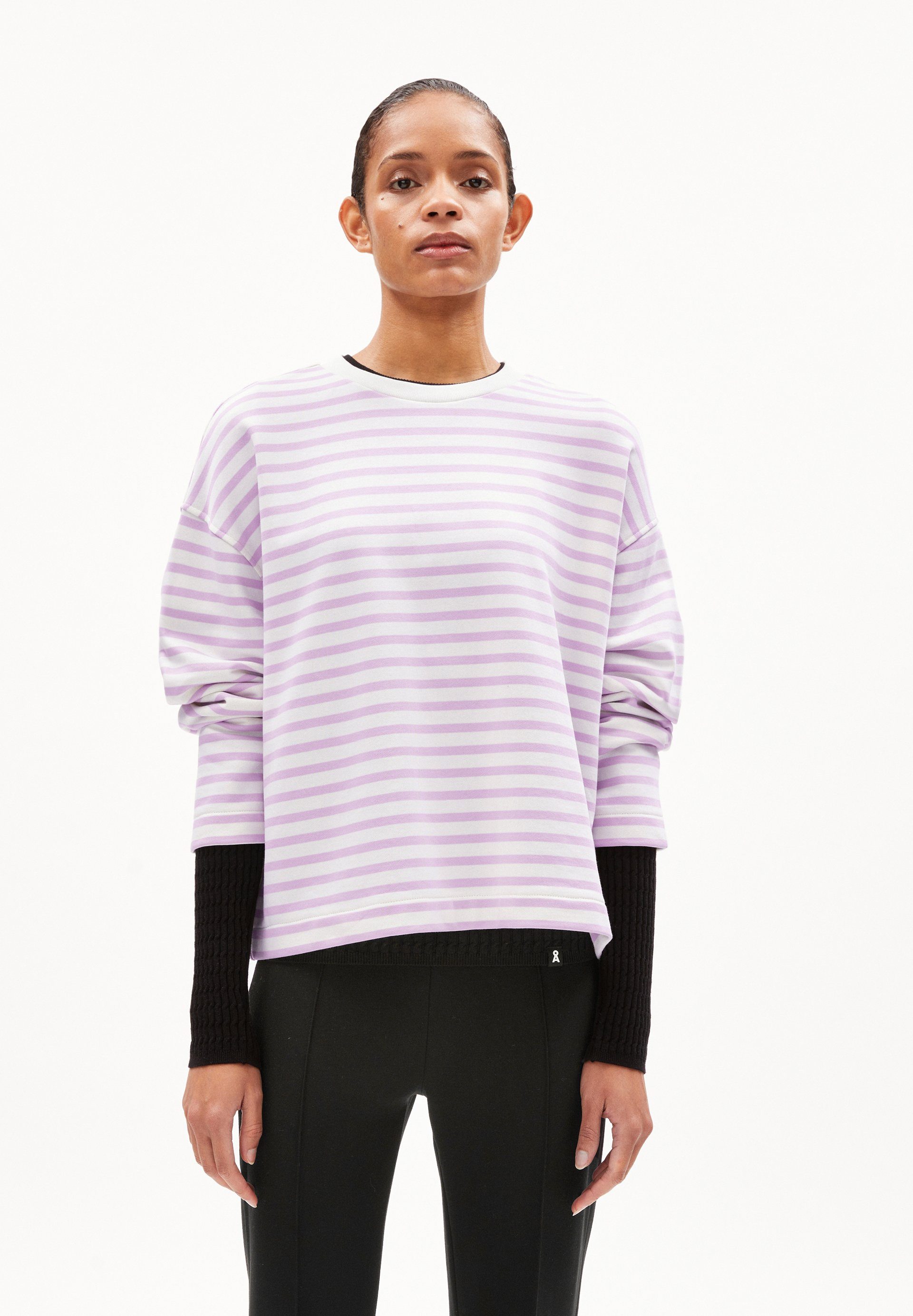 Armedangels Sweatshirt FRANKAA MAARLEN STRIPE (1-tlg) lavender Damen light-undyed